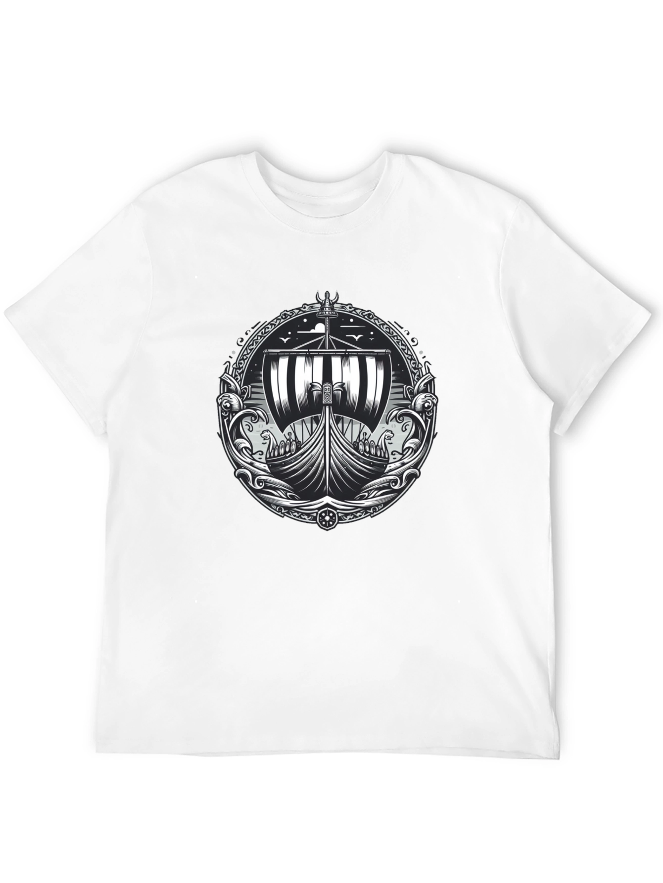 Viking Ship Graphic Tee - Black