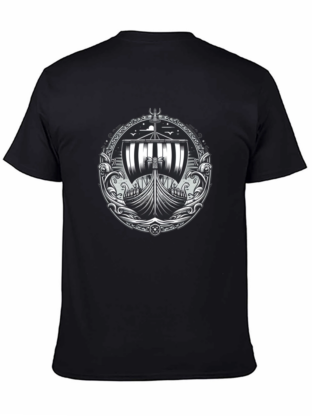 Viking Ship Graphic Tee - Black
