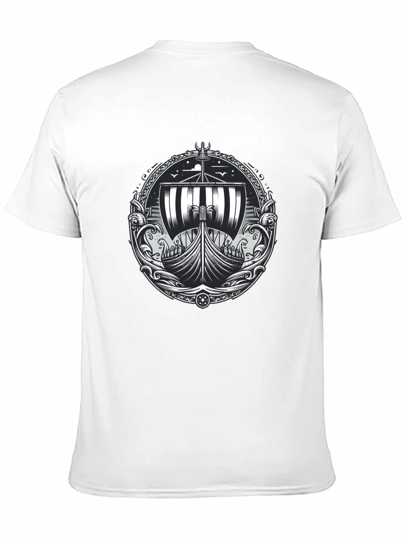 Viking Ship Graphic Tee - Black