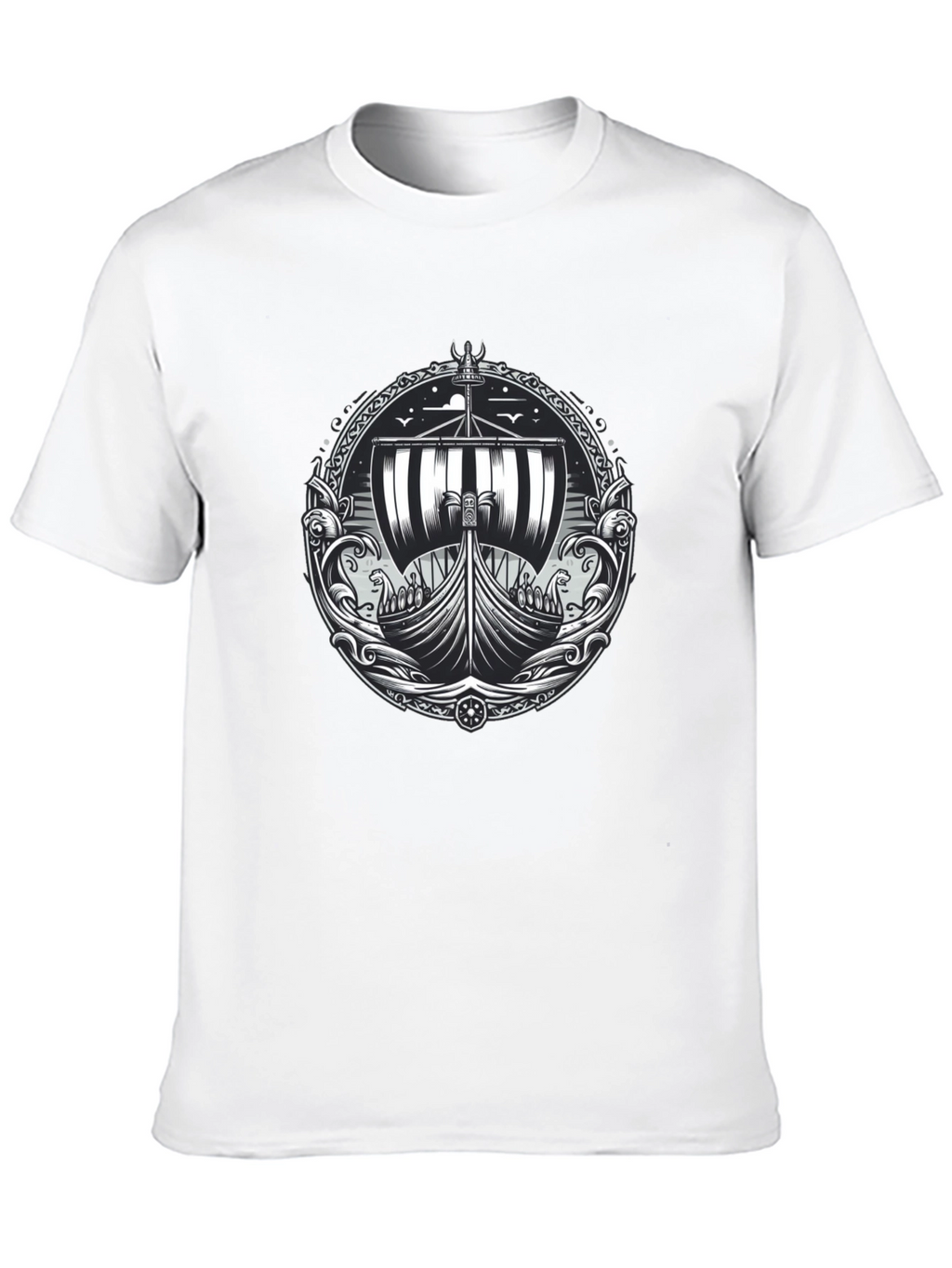 Viking Ship Graphic Tee - Black