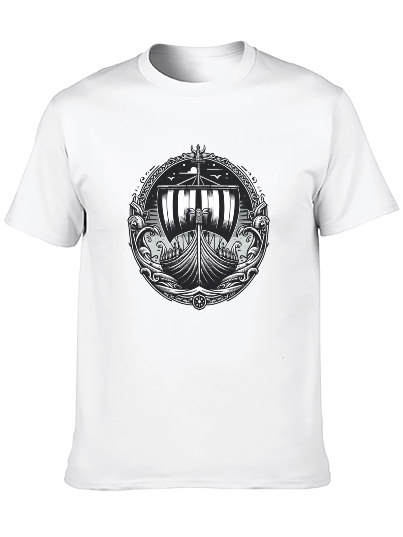 Viking Ship Graphic Tee - Black
