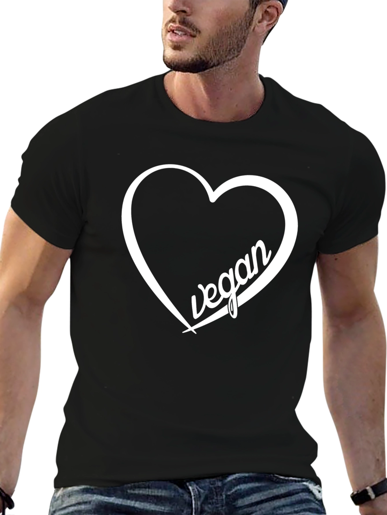 Vegan Heart Graphic Tee - Black