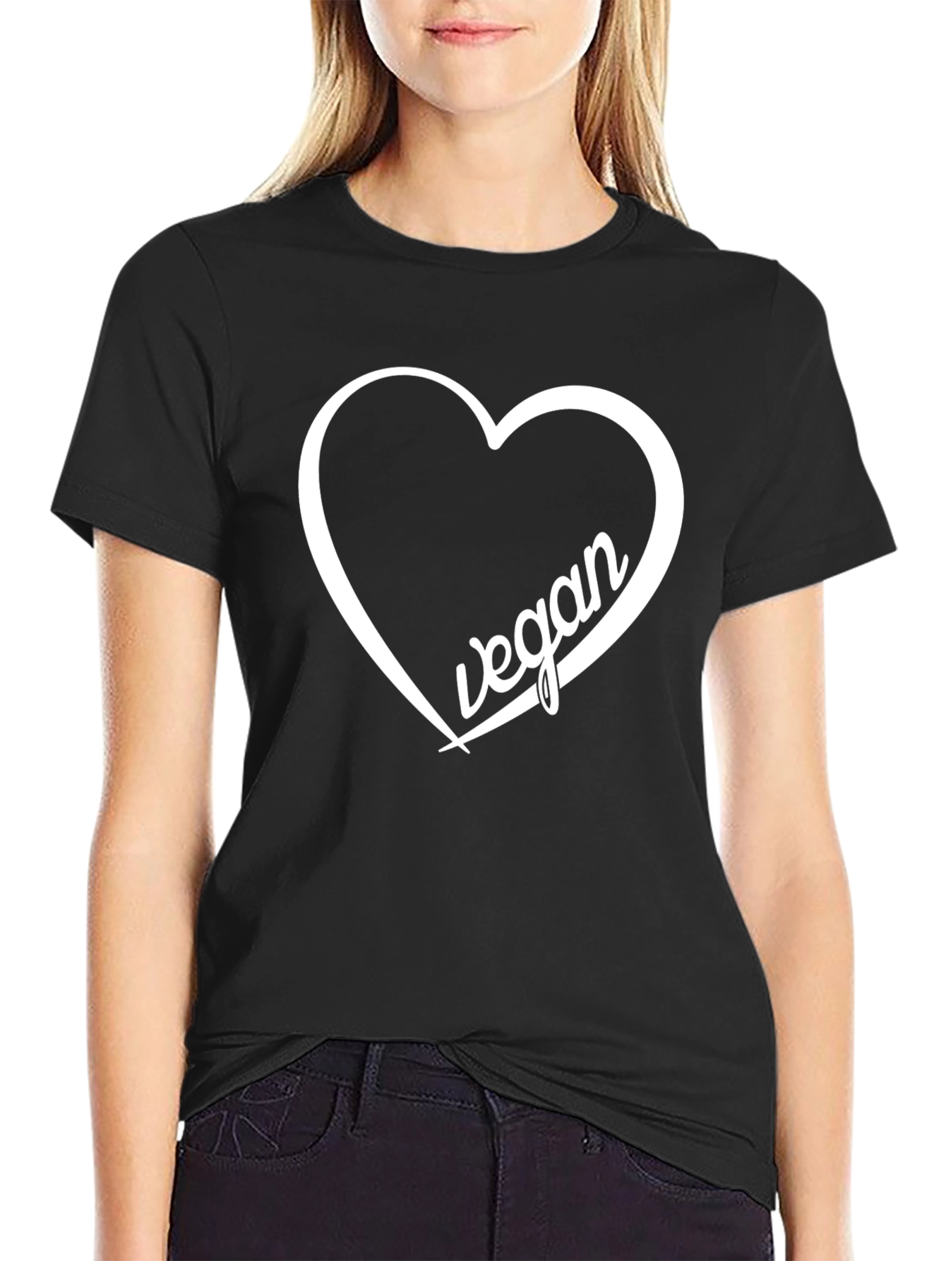 Vegan Heart Graphic Tee - Black