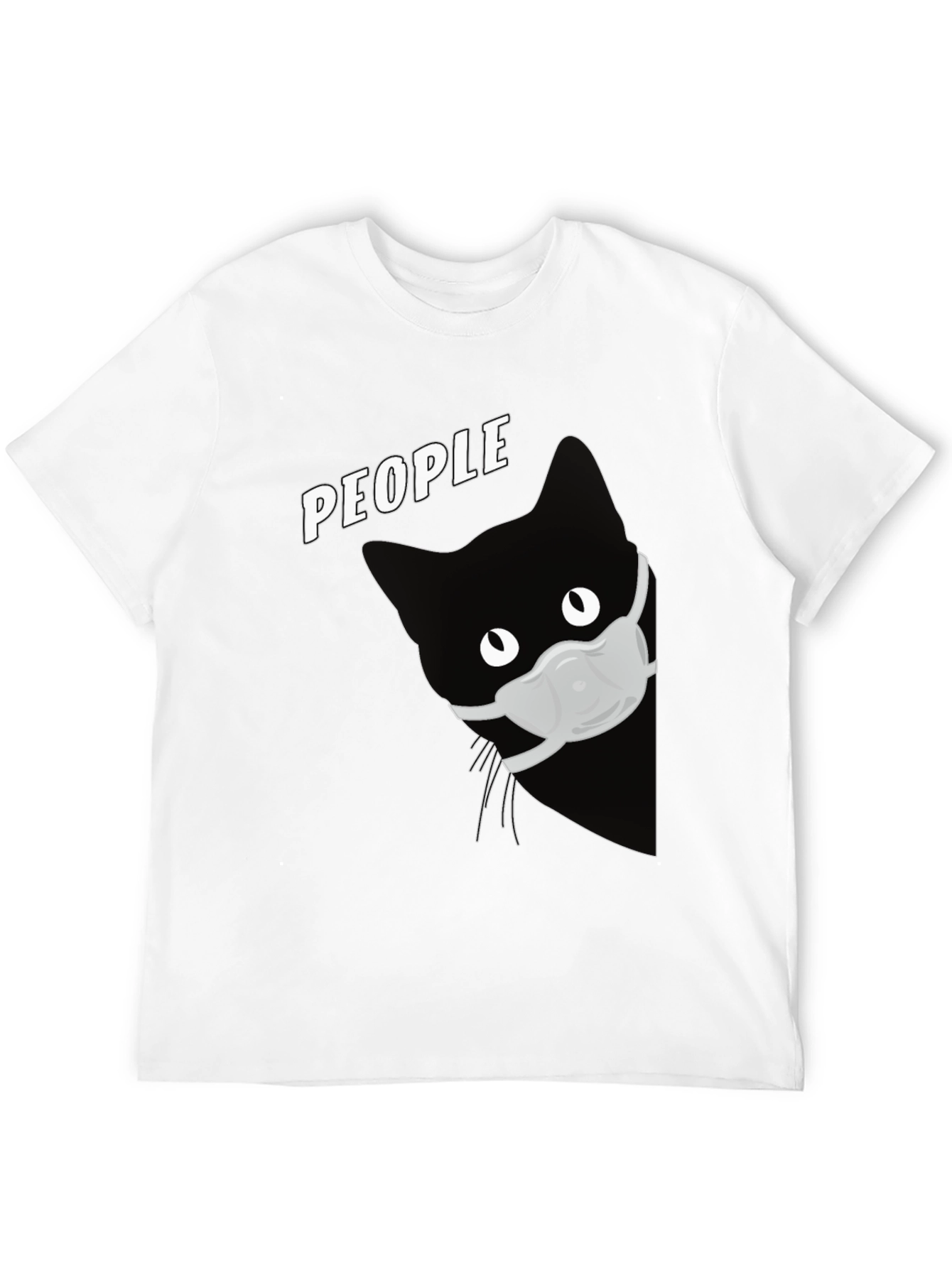 Cat with Mask Graphic T-Shirt - People