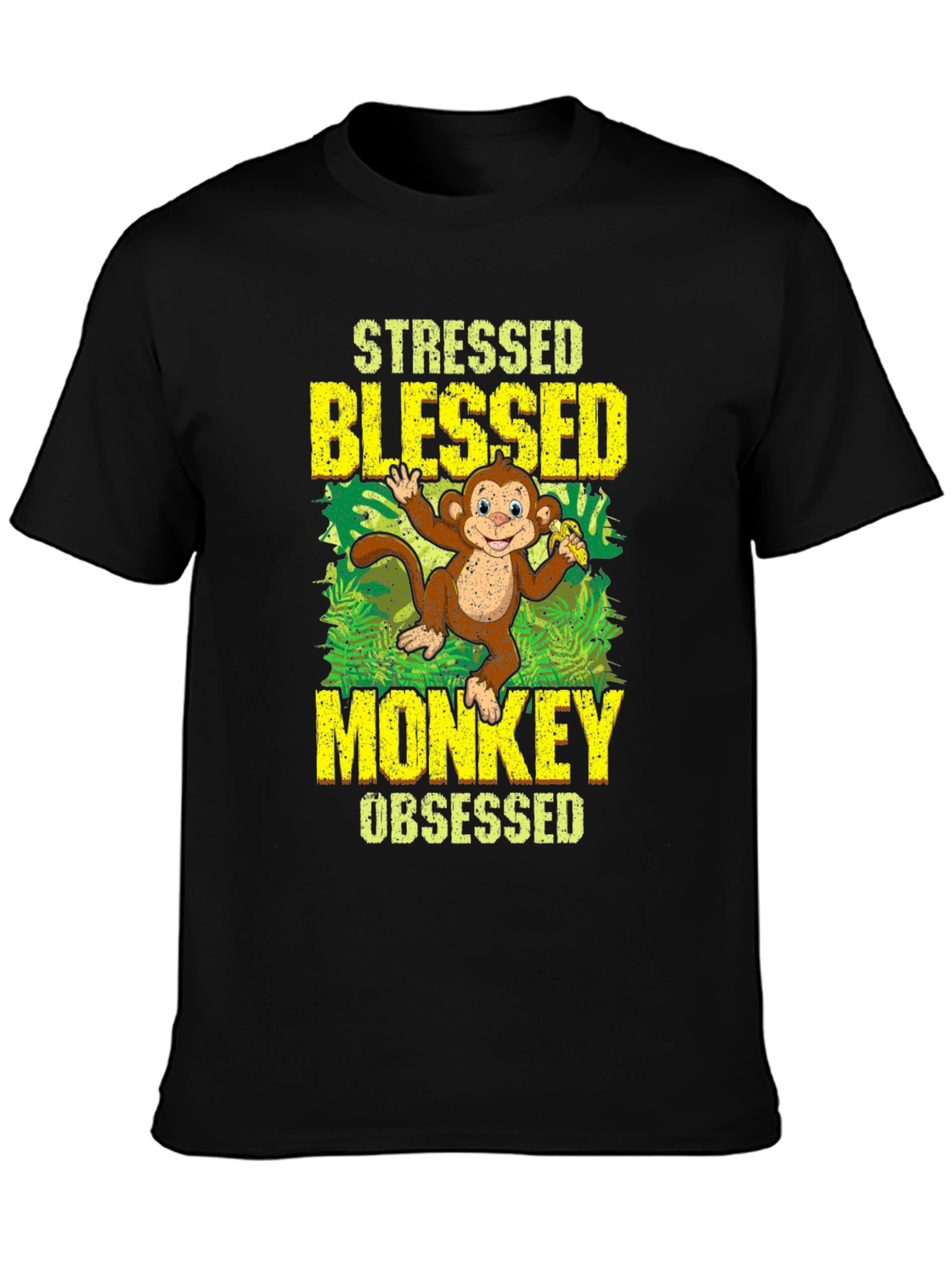 Stressed Blessed Monkey Obsessed Graphic T-Shirt