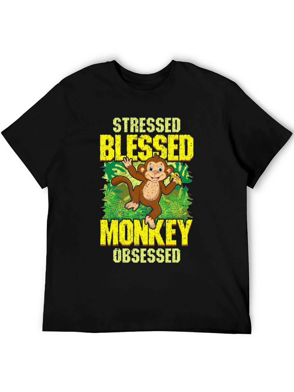 Stressed Blessed Monkey Obsessed Graphic T-Shirt