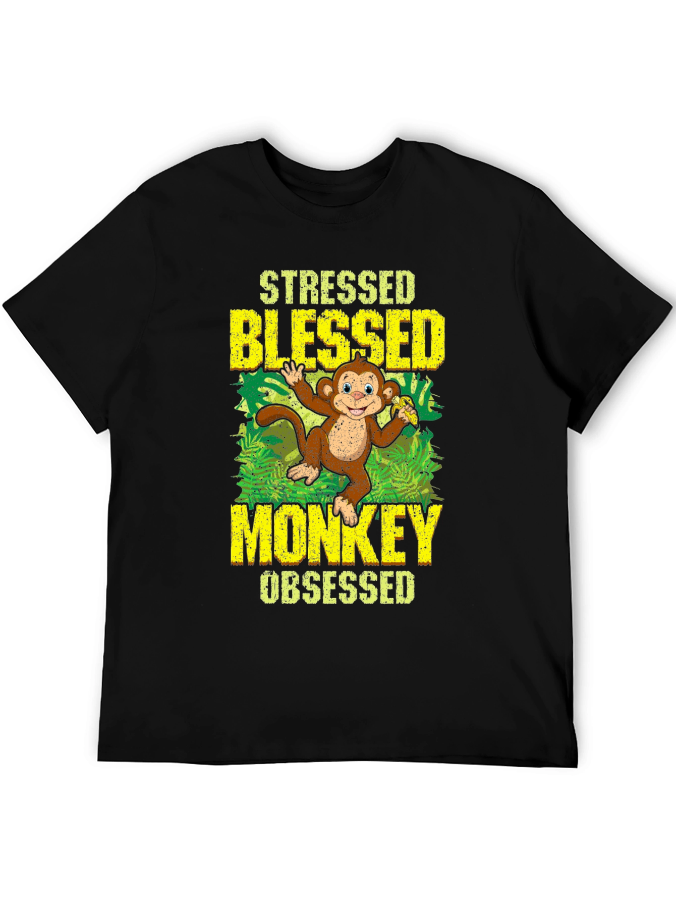 Stressed Blessed Monkey Obsessed Graphic T-Shirt