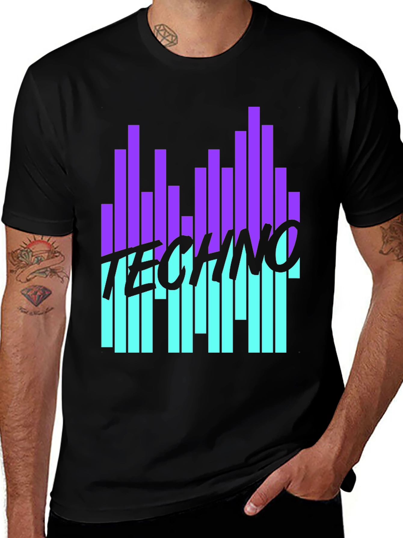 Techno Music Graphic Black T-Shirt