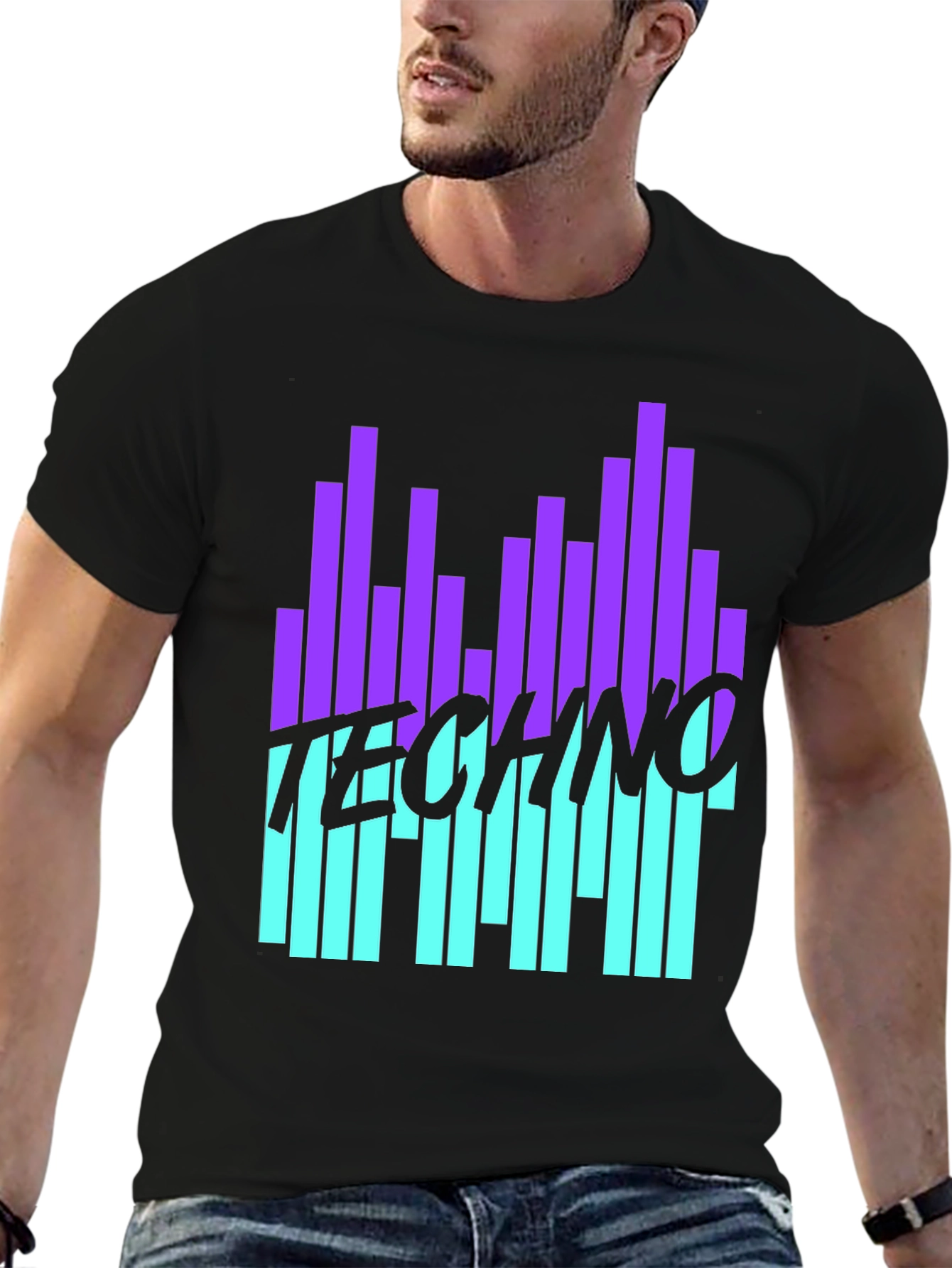Techno Music Graphic Black T-Shirt