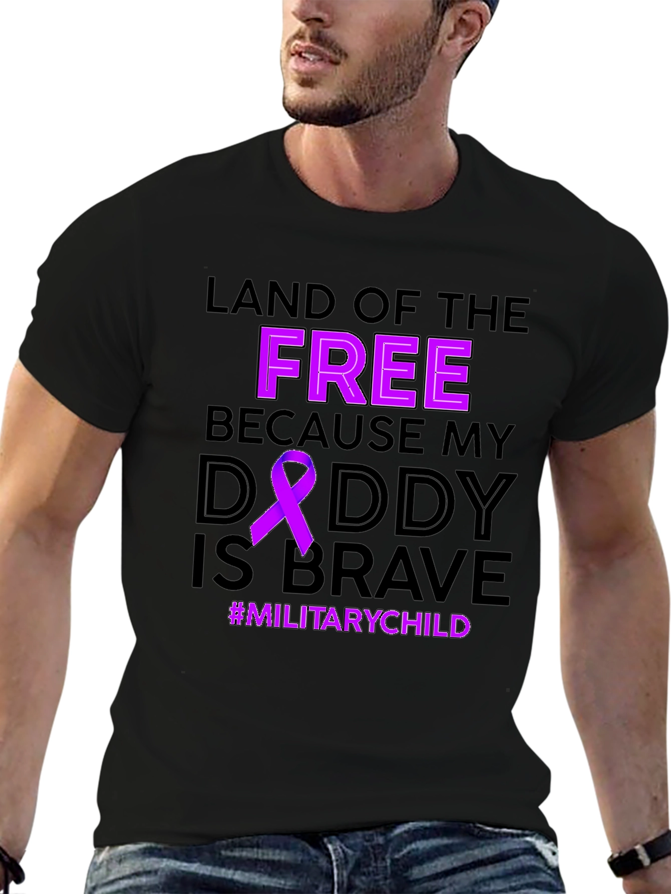 Military Child T-Shirt: Land of the Free Daddy is Brave