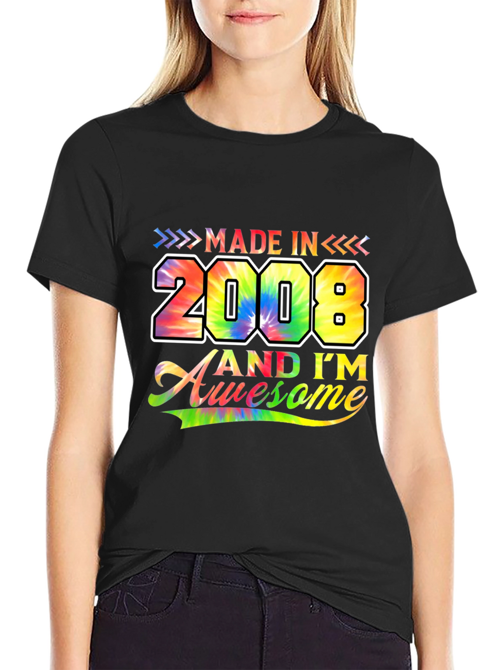 Made in 2008 Awesome Tie Dye Graphic T-Shirt