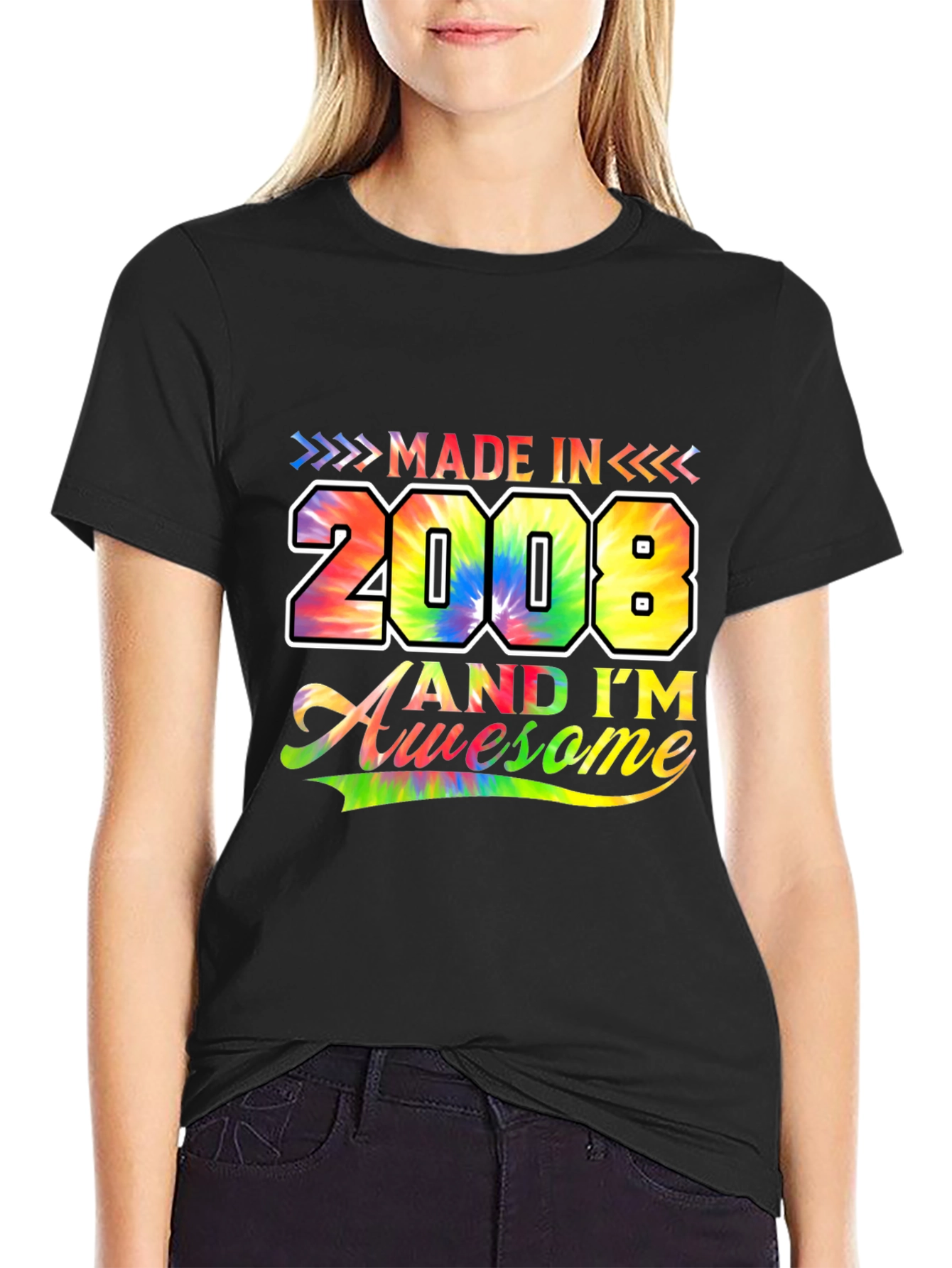 Made in 2008 Awesome Tie Dye Graphic T-Shirt