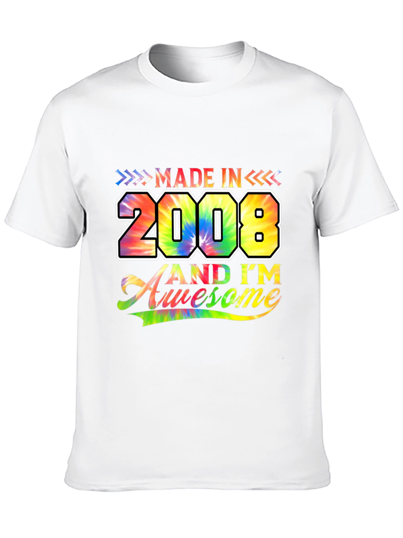 Made in 2008 Awesome Tie Dye Graphic T-Shirt