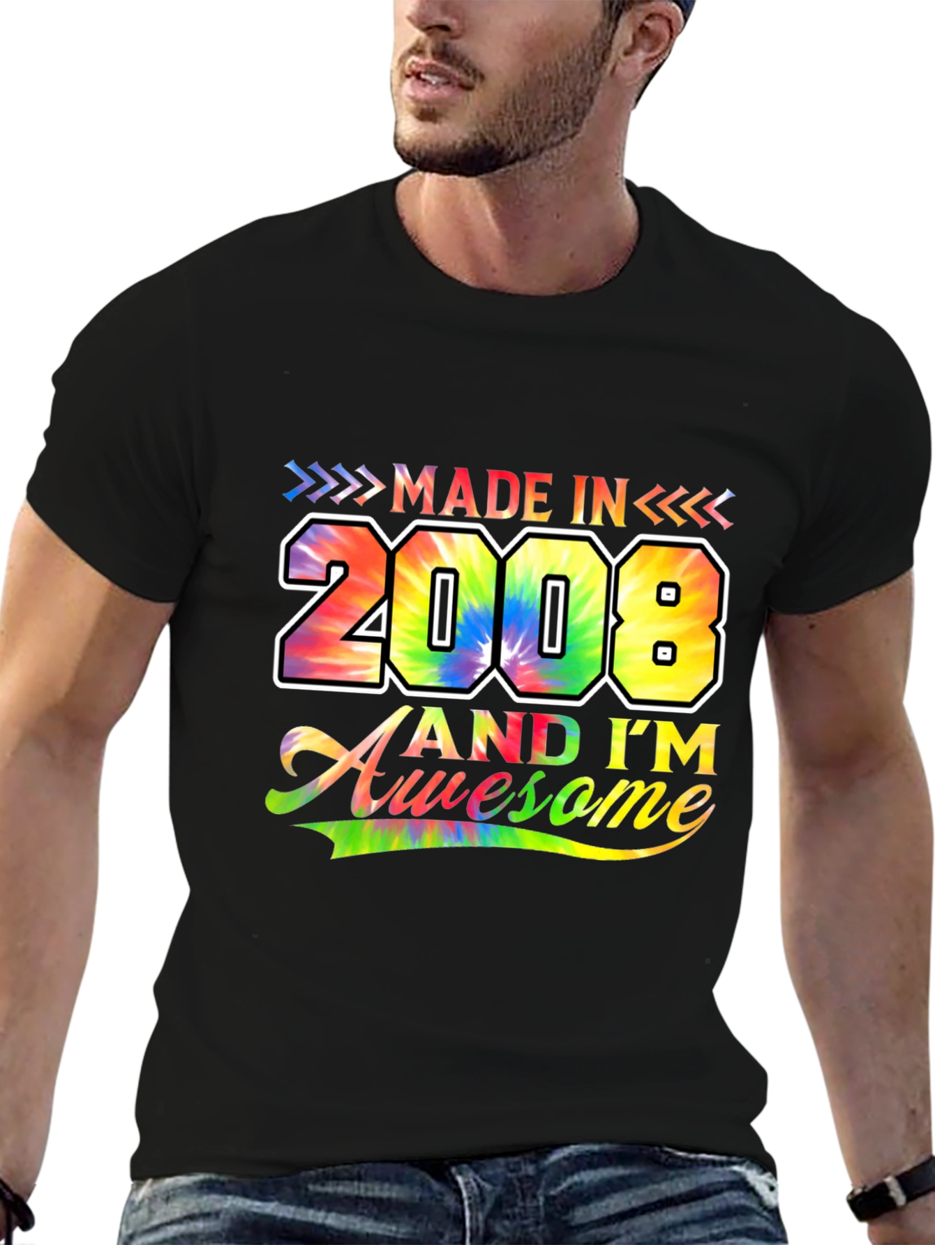Made in 2008 Awesome Tie Dye Graphic T-Shirt
