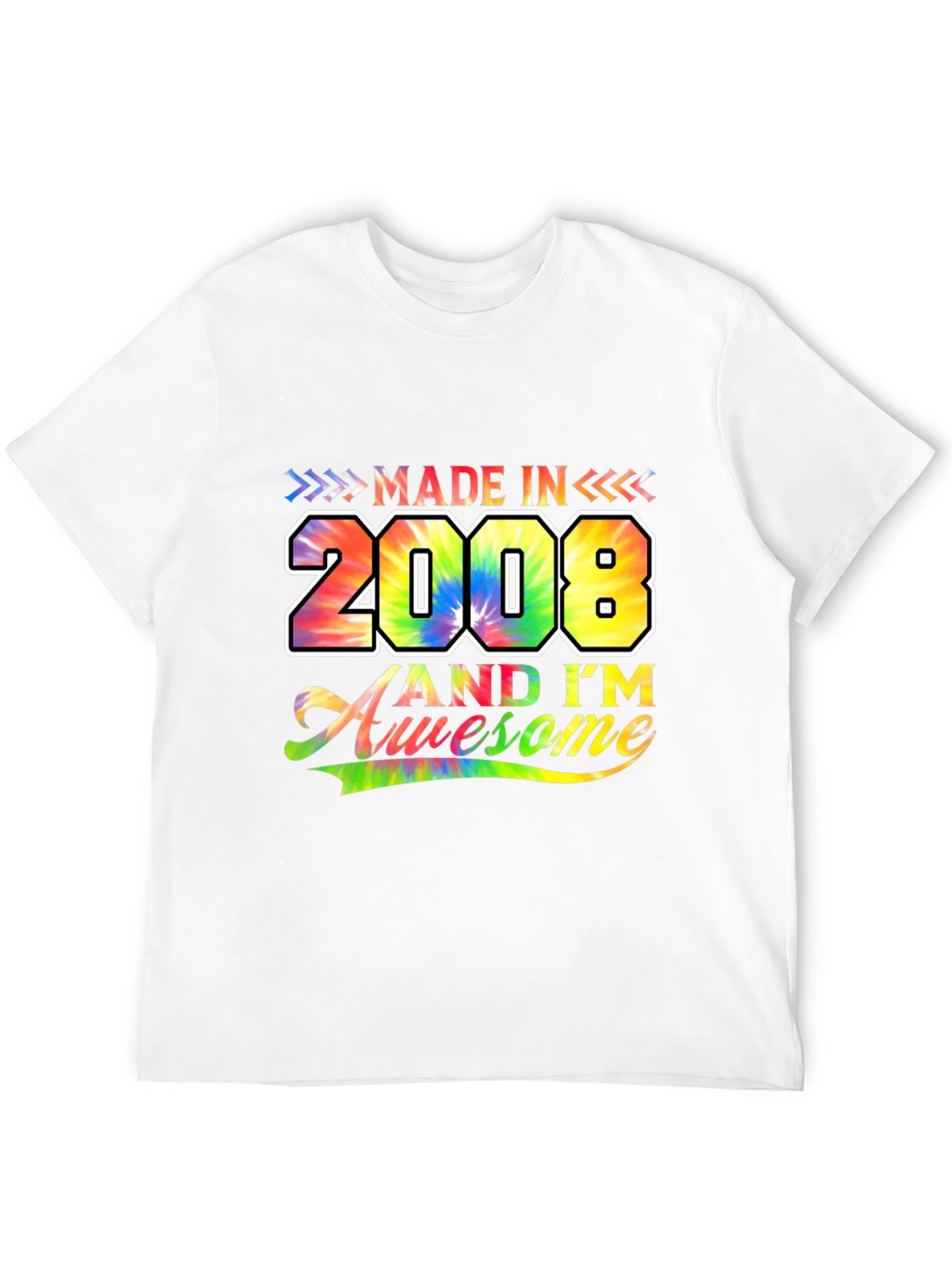 Made in 2008 Awesome Tie Dye Graphic T-Shirt