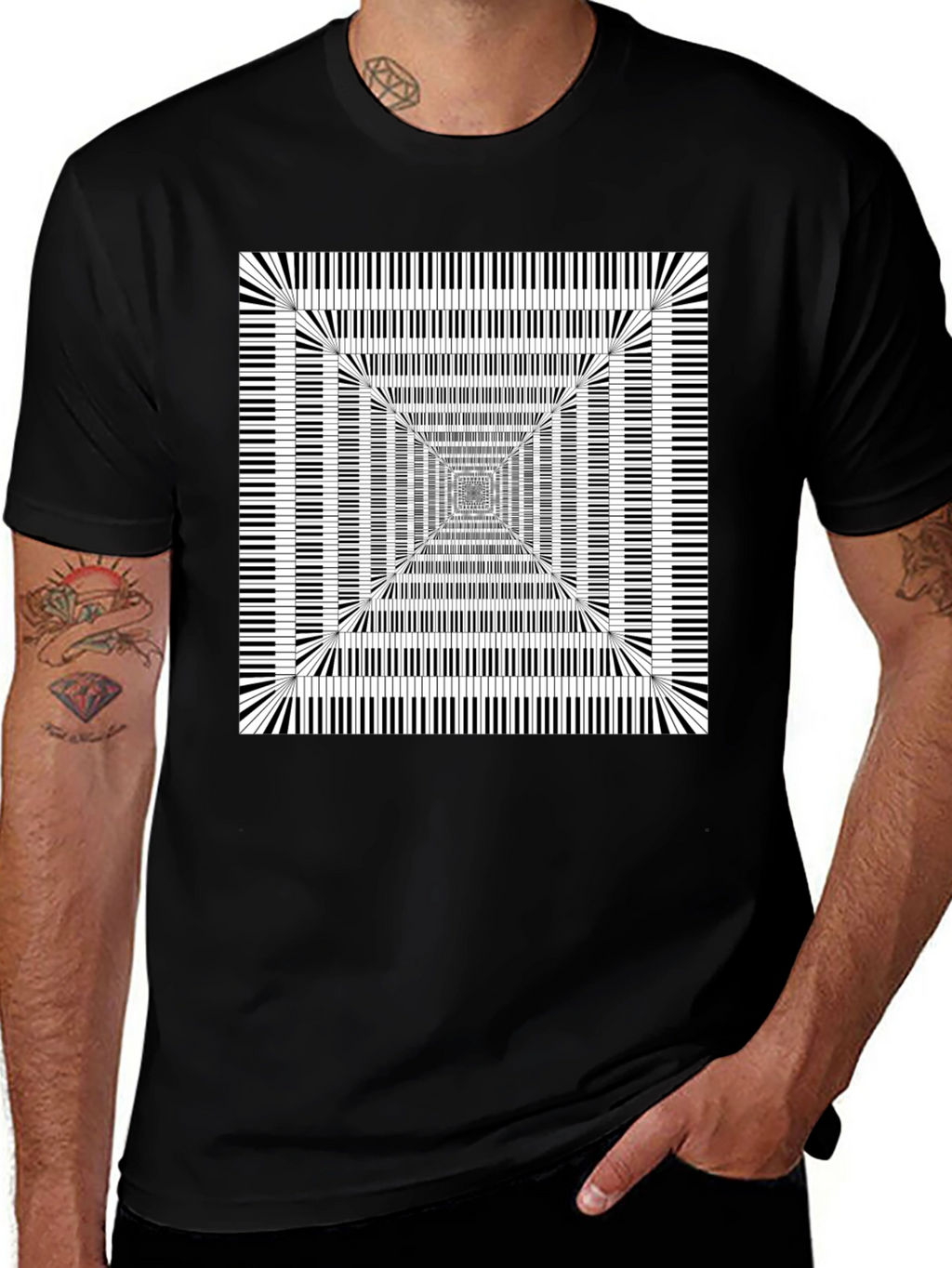 Piano Key Optical Illusion Graphic Tee