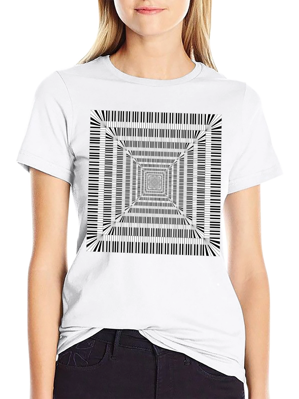 Piano Key Optical Illusion Graphic Tee