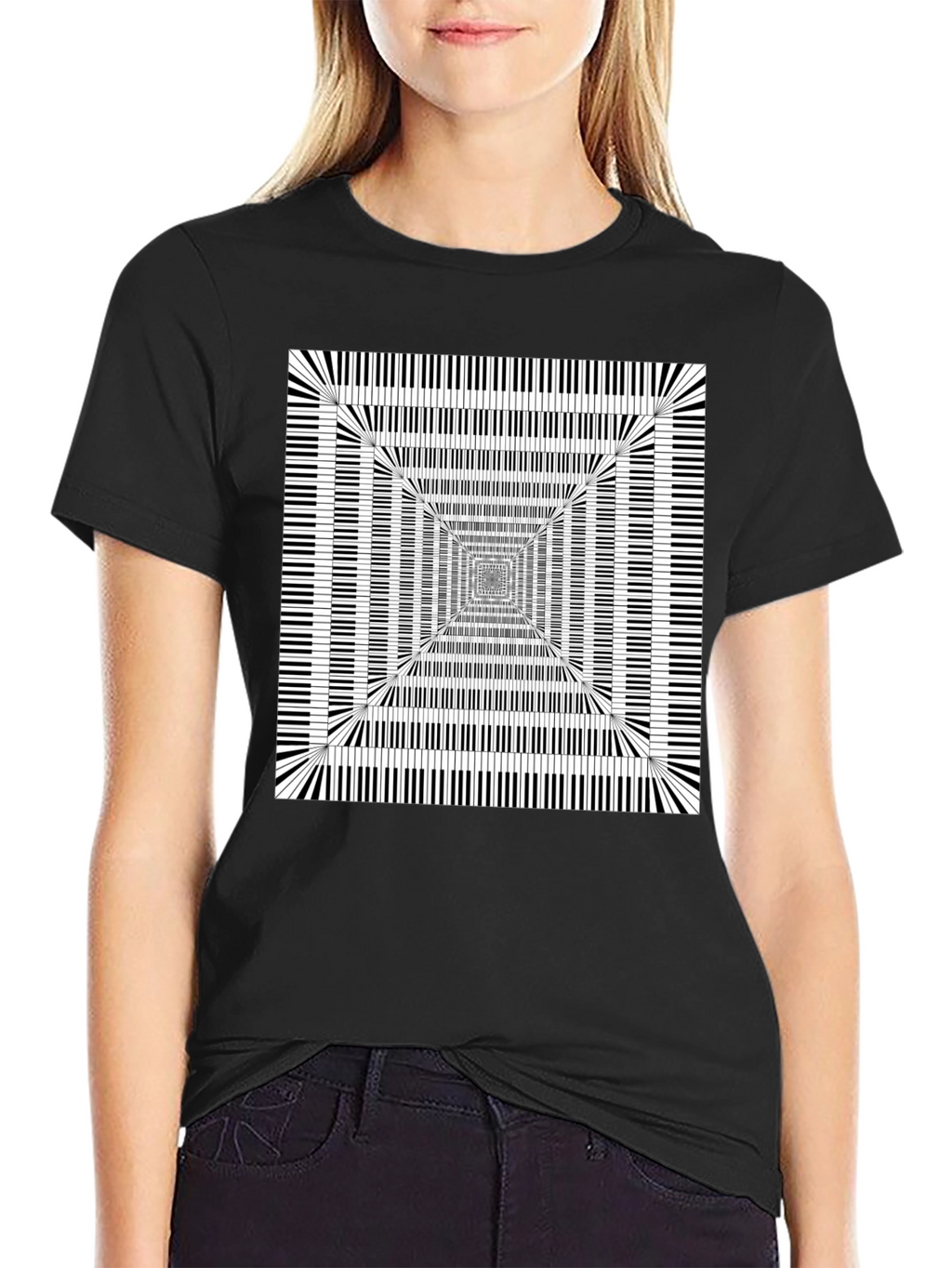 Piano Key Optical Illusion Graphic Tee