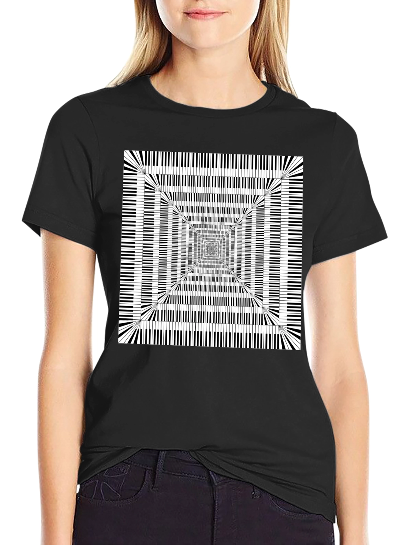 Piano Key Optical Illusion Graphic Tee