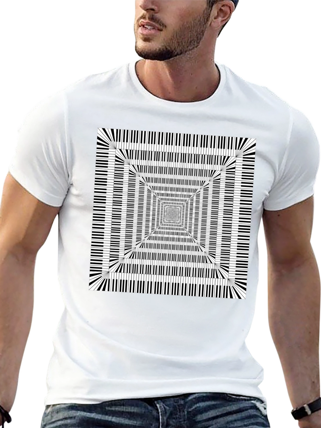 Piano Key Optical Illusion Graphic Tee