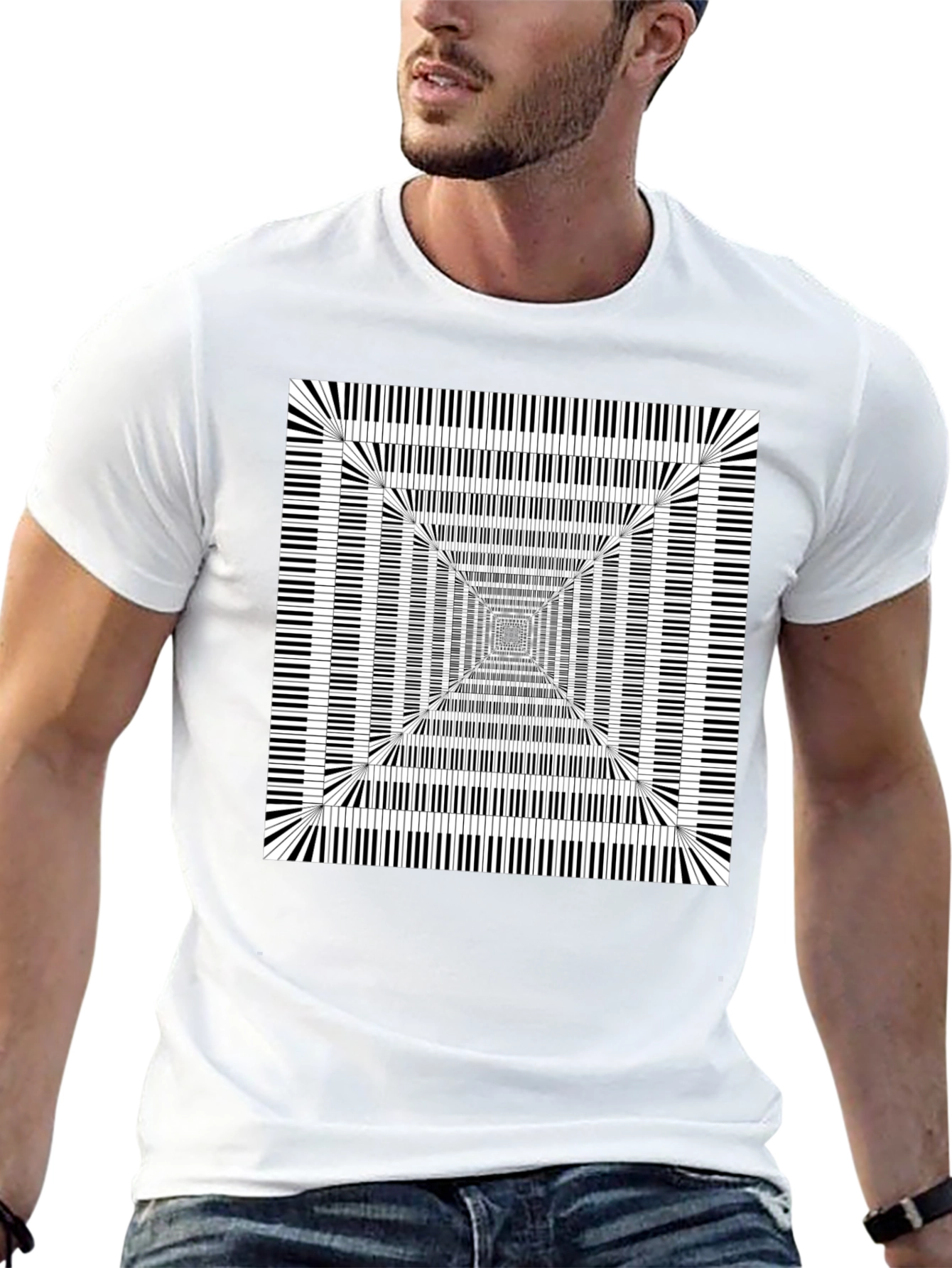 Piano Key Optical Illusion Graphic Tee