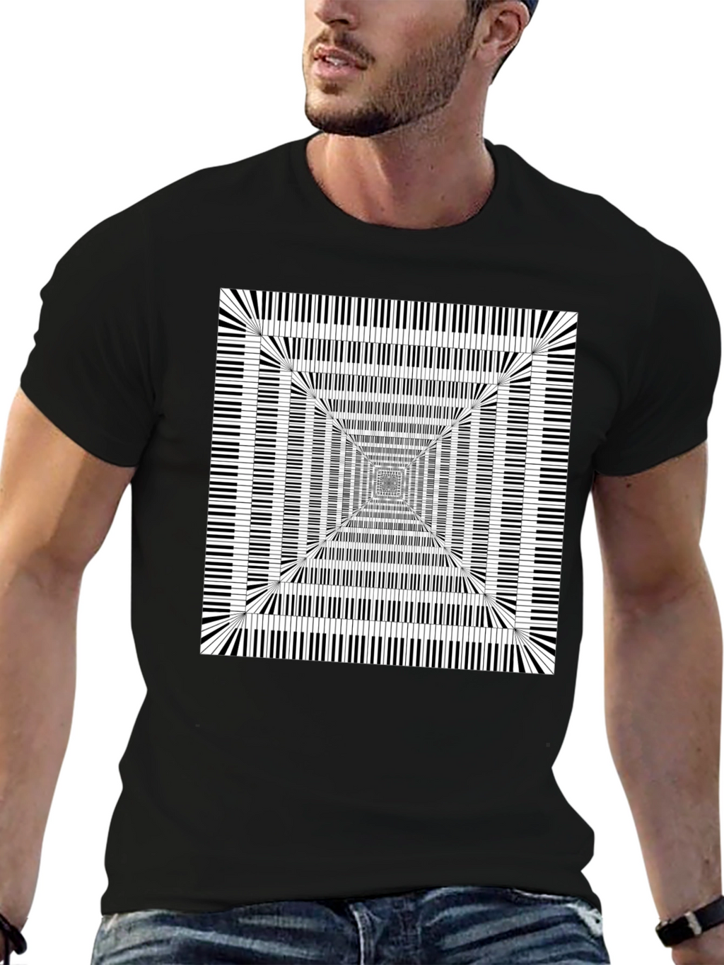 Piano Key Optical Illusion Graphic Tee