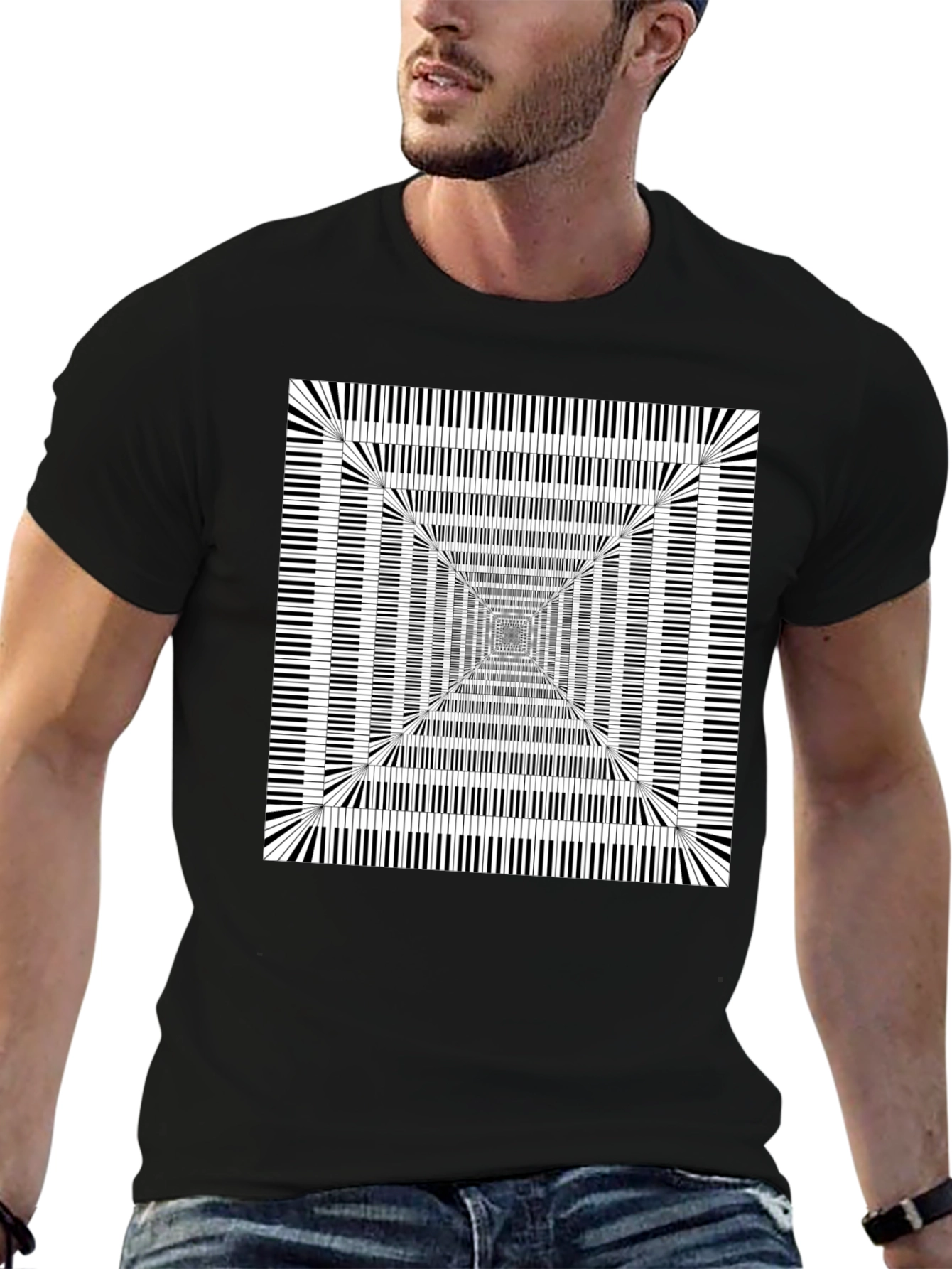 Piano Key Optical Illusion Graphic Tee
