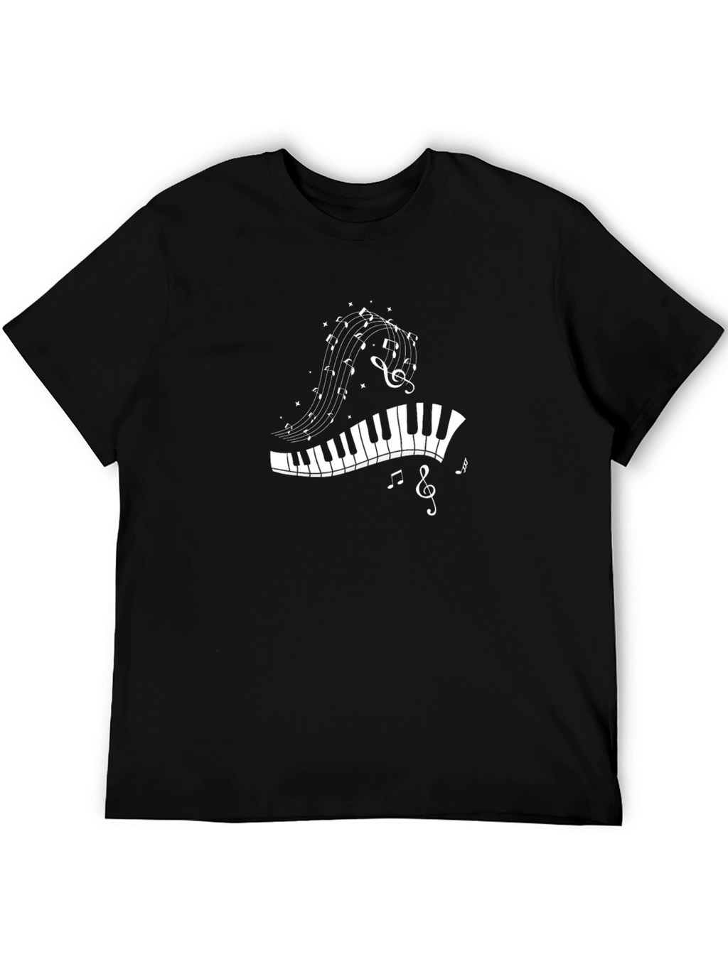 Musical Notes Piano Keys T-Shirt - Black