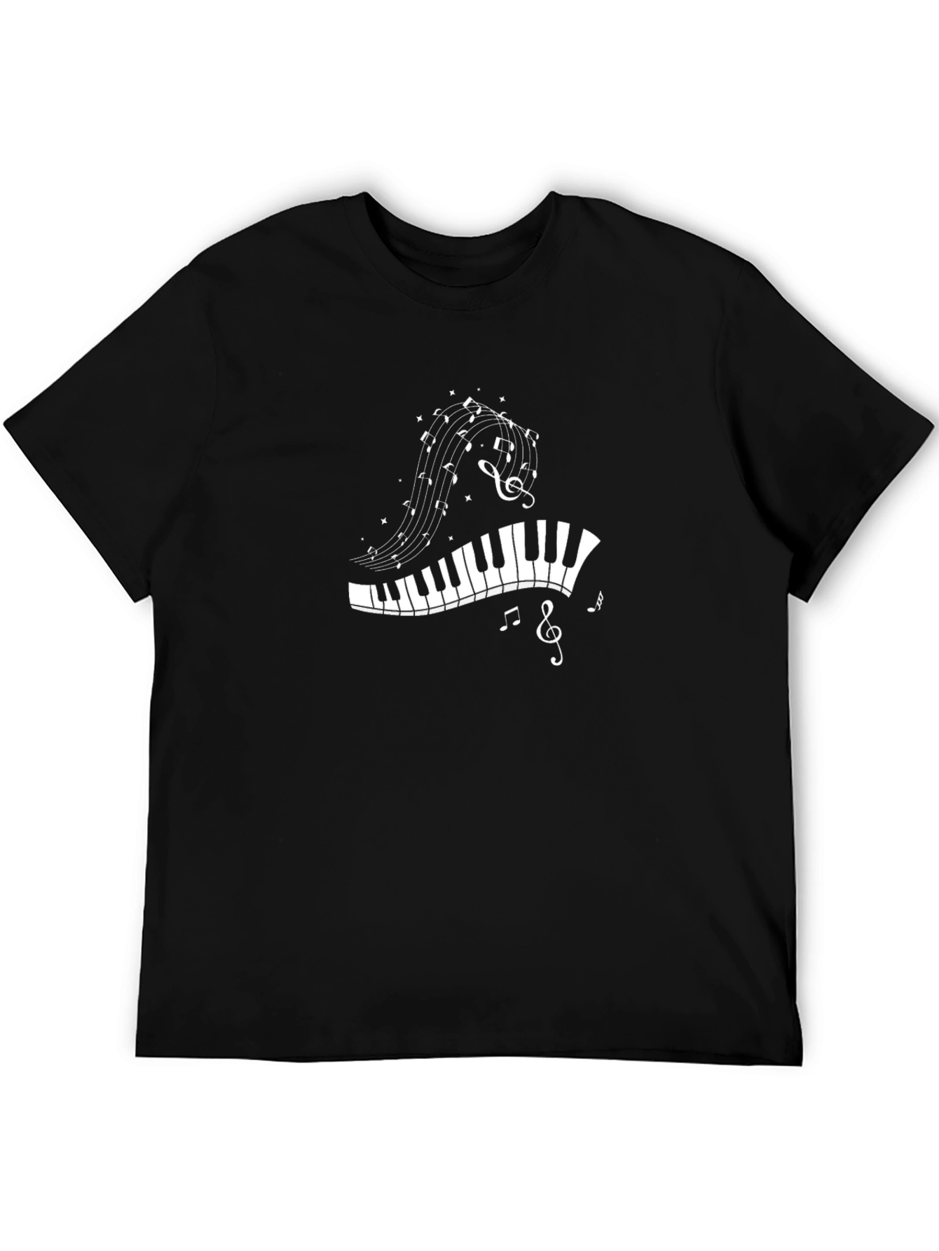 Musical Notes Piano Keys T-Shirt - Black