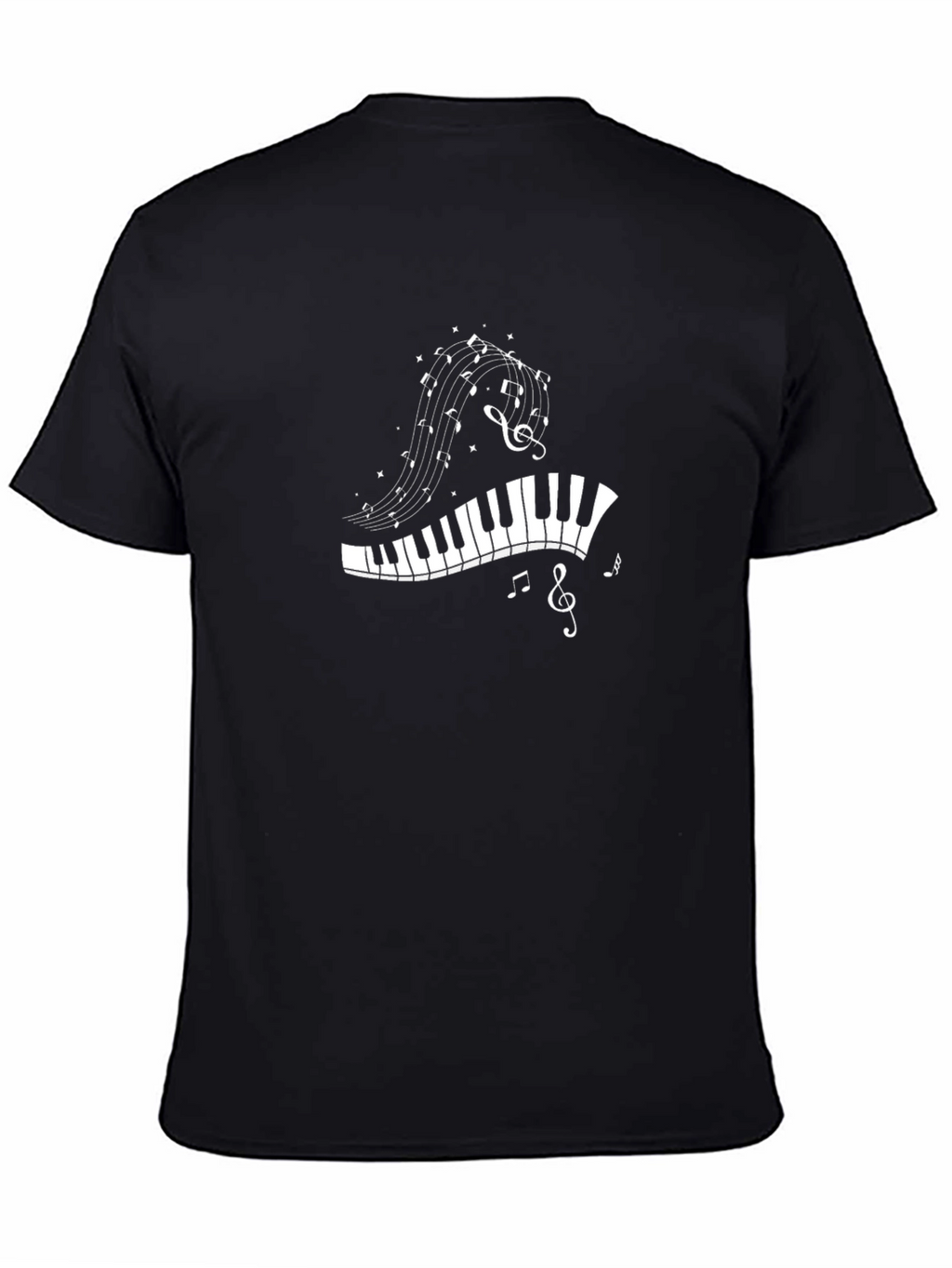 Musical Notes Piano Keys T-Shirt - Black