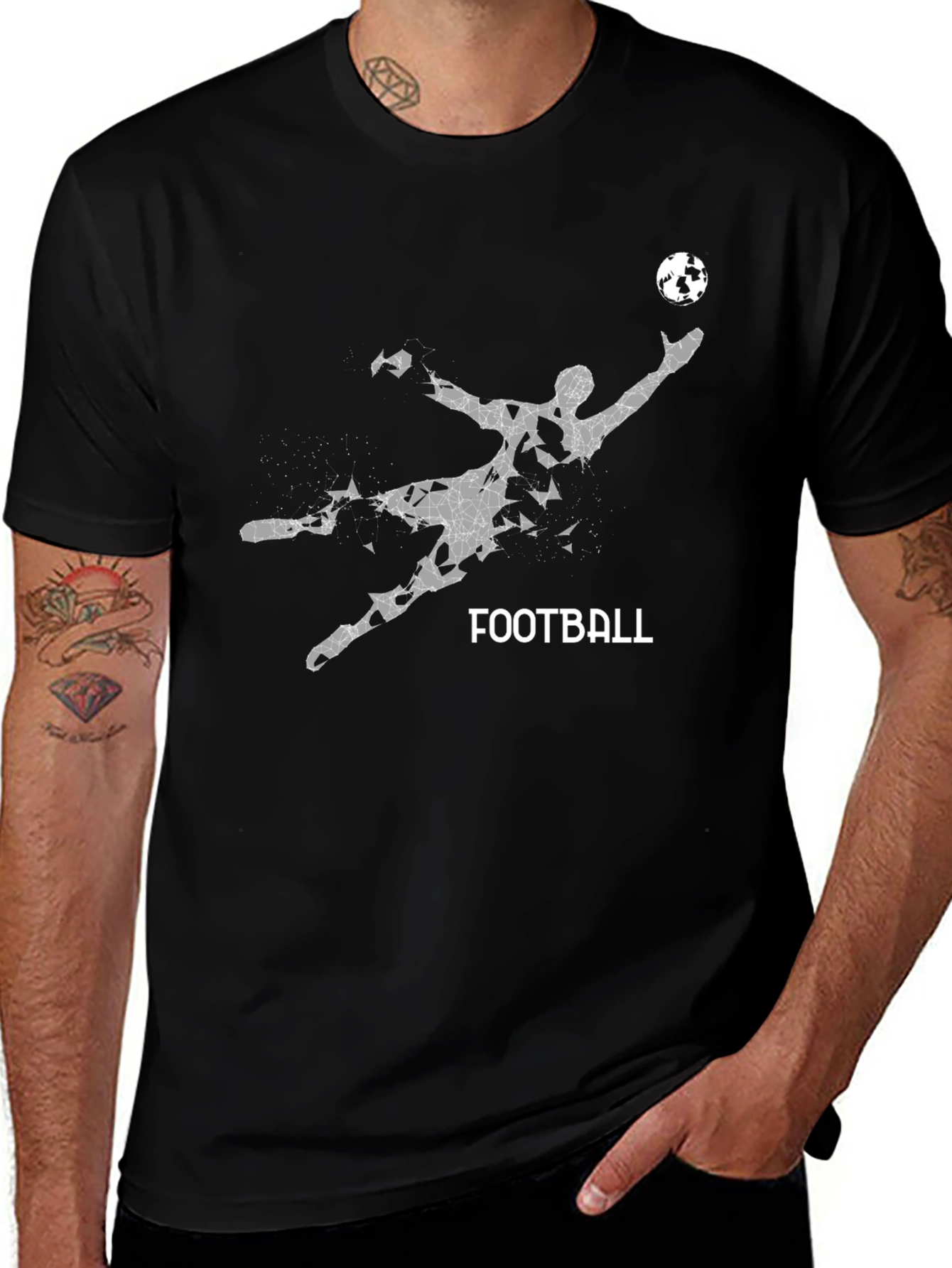 Mens Black Football Graphic Tee Shirt
