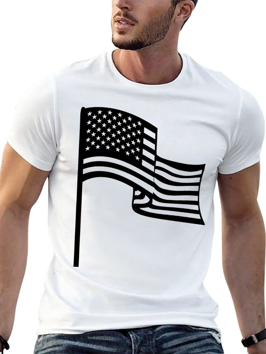 American Flag Graphic T-Shirt - Black