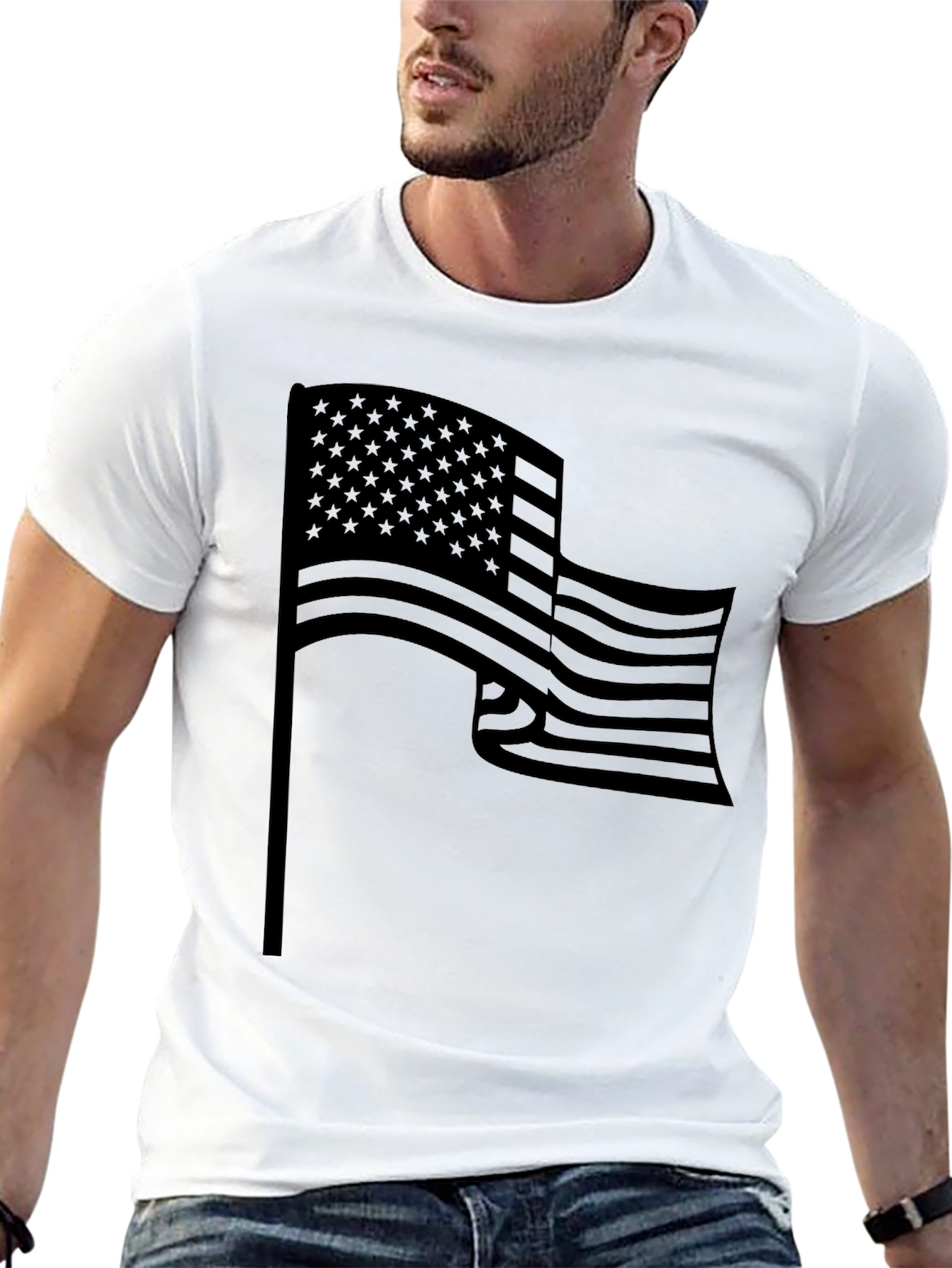 American Flag Graphic T-Shirt - Black