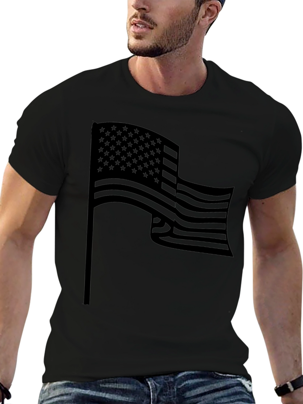 American Flag Graphic T-Shirt - Black