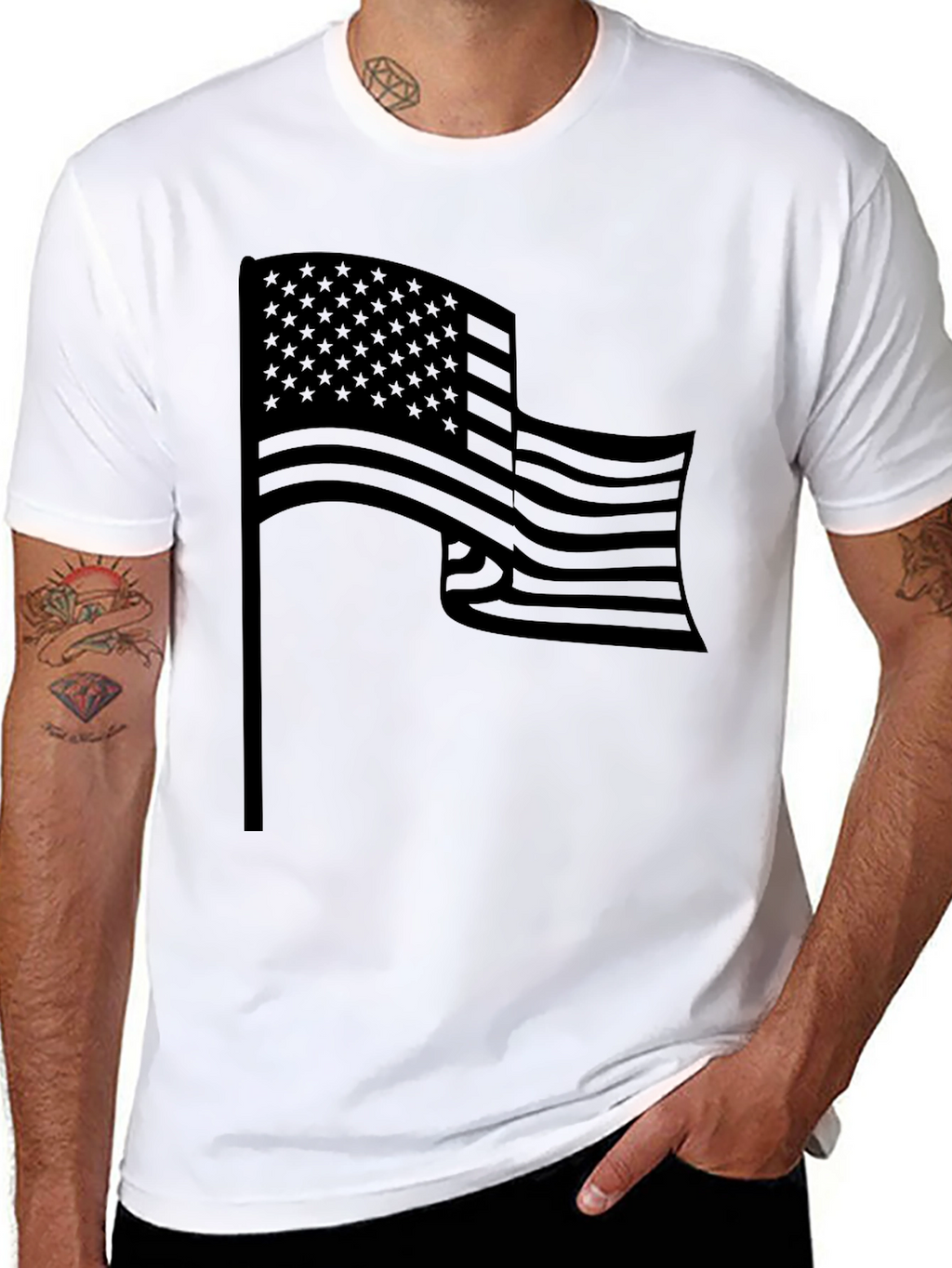American Flag Graphic T-Shirt - Black