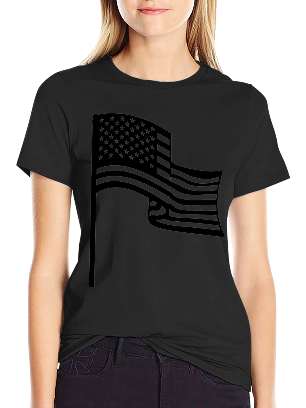 American Flag Graphic T-Shirt - Black