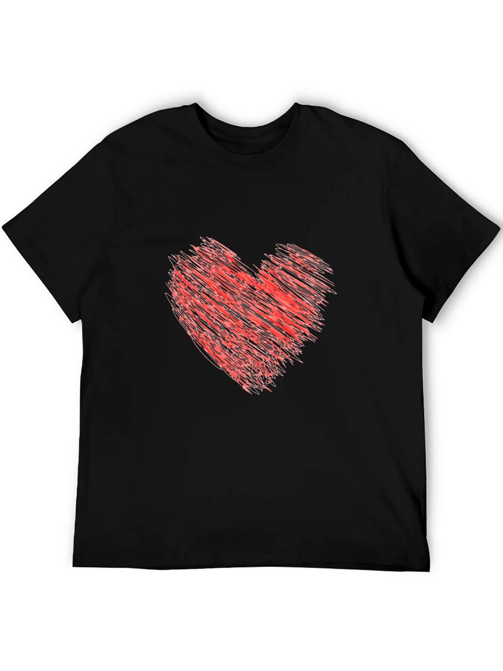 Mens Black T-Shirt with Red Heart Design