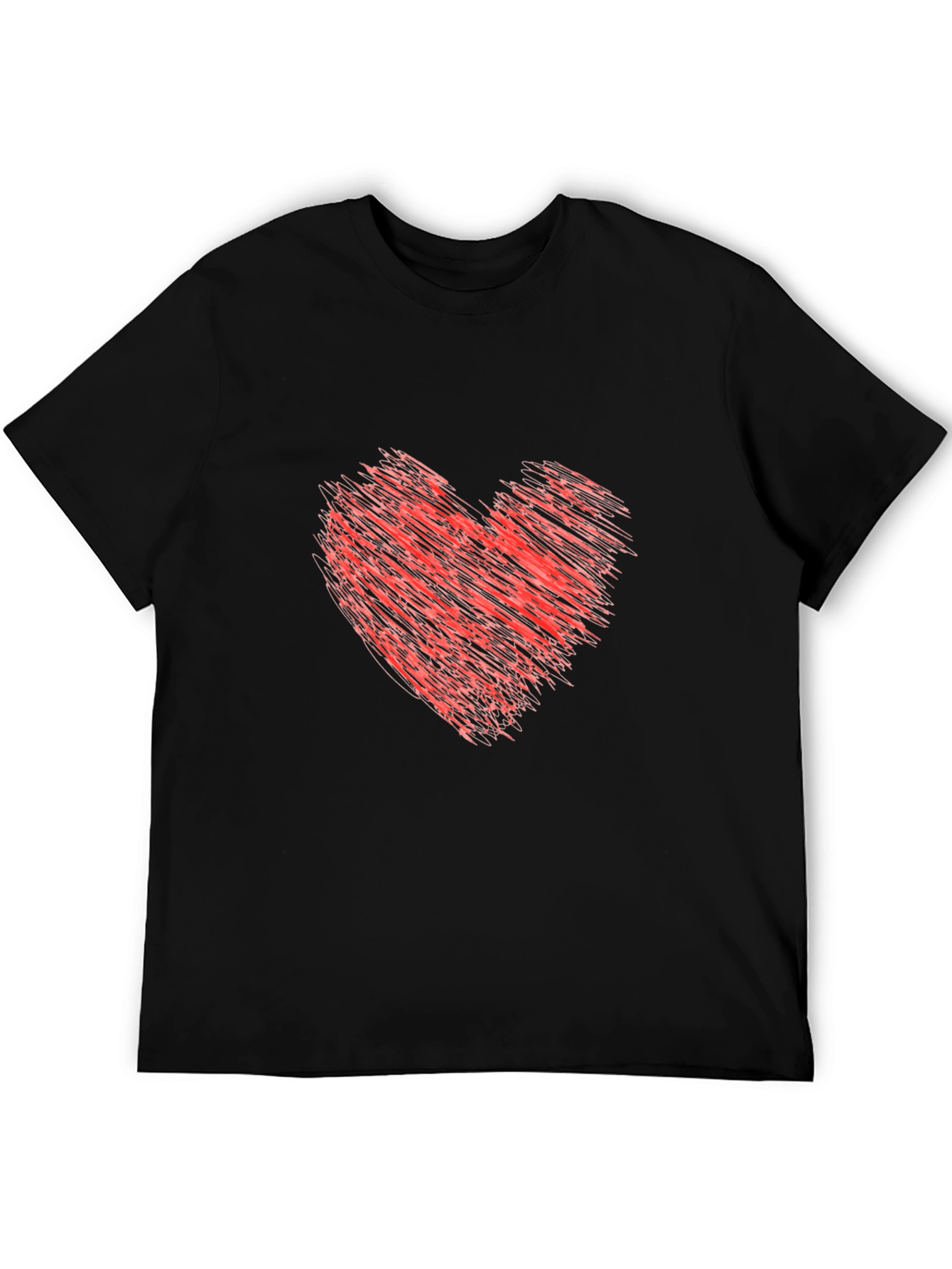 Mens Black T-Shirt with Red Heart Design