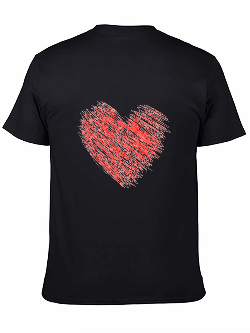 Mens Black T-Shirt with Red Heart Design