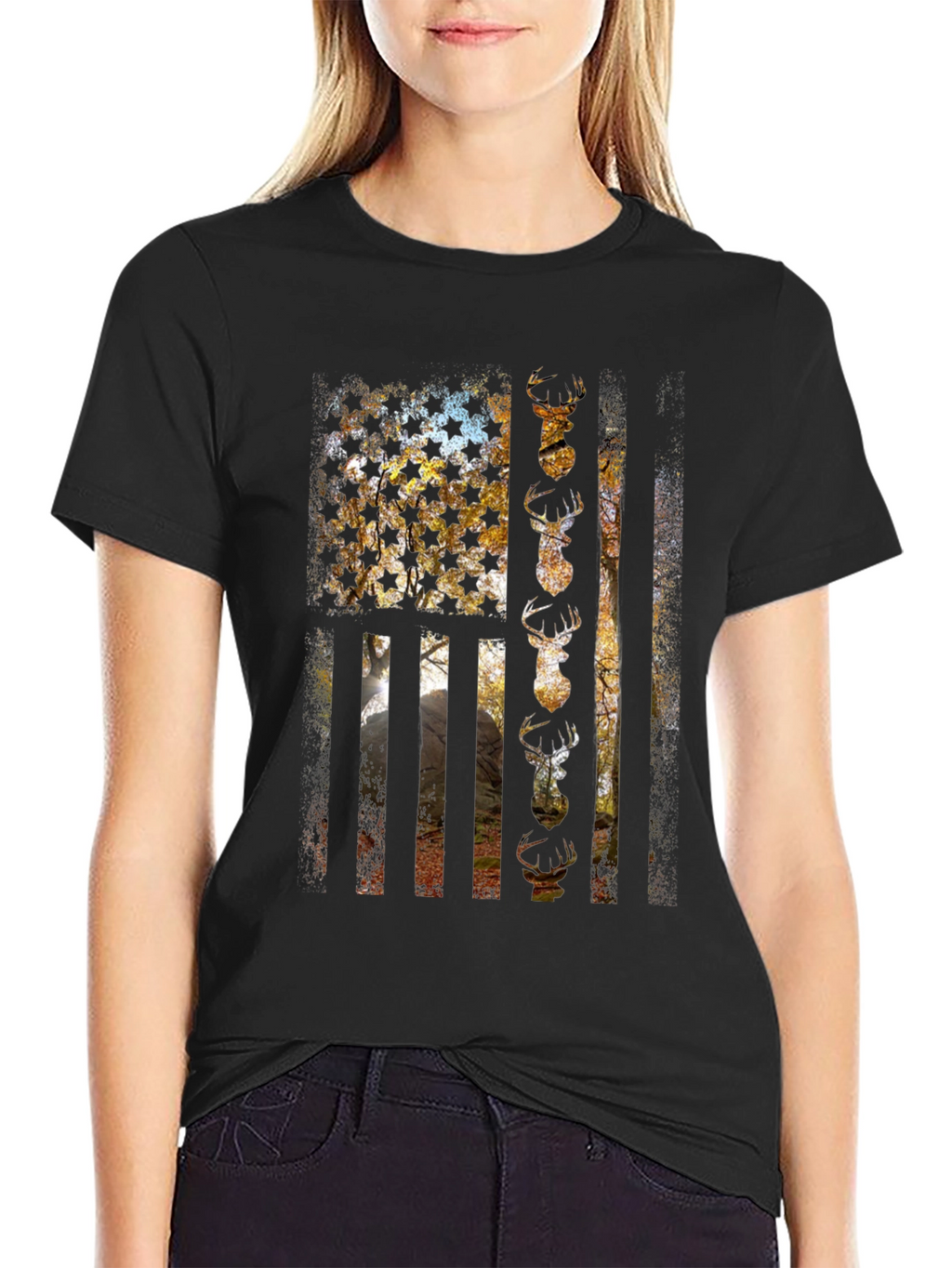 American Flag Deer Hunting T-Shirt