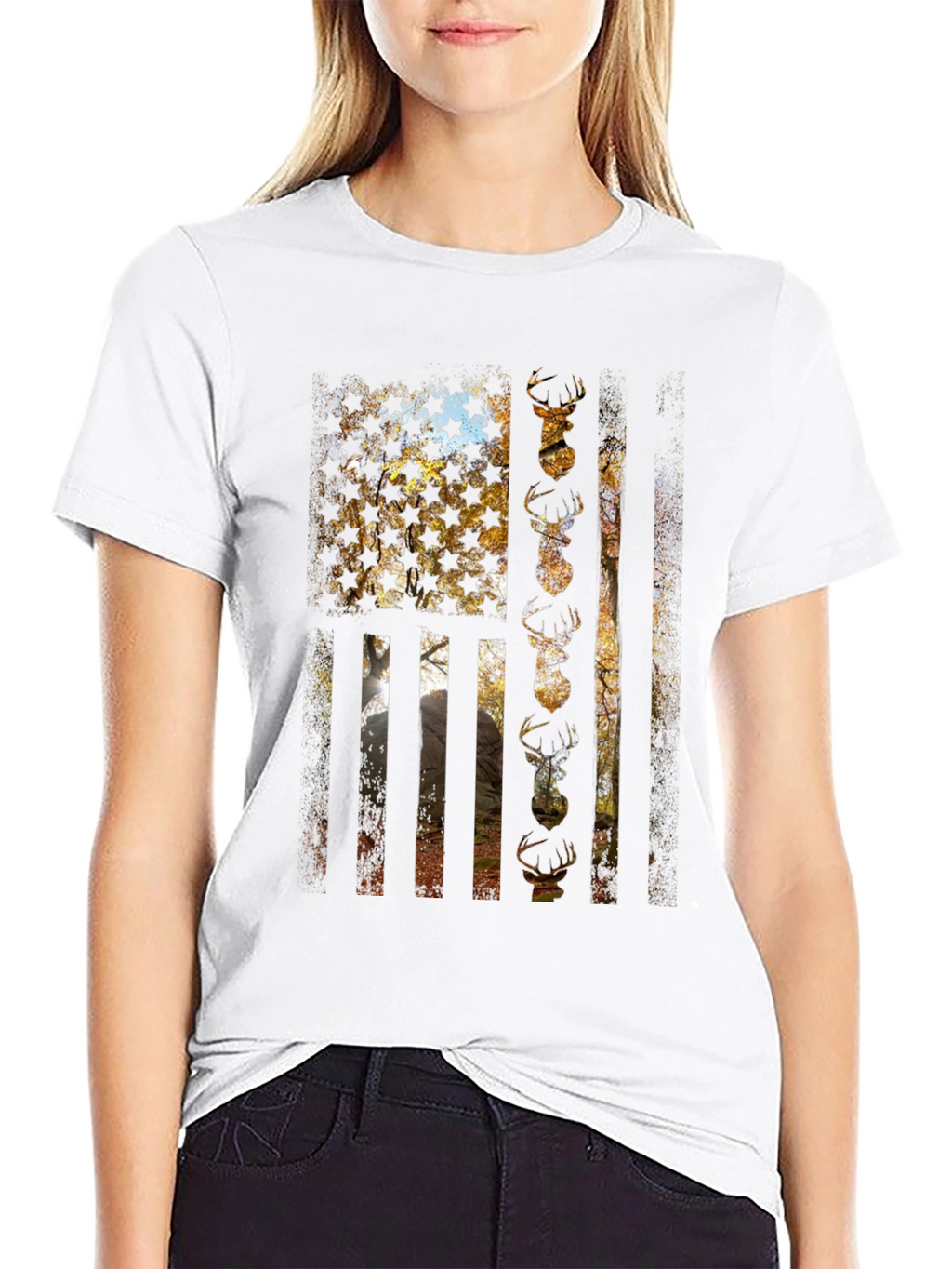 American Flag Deer Hunting T-Shirt