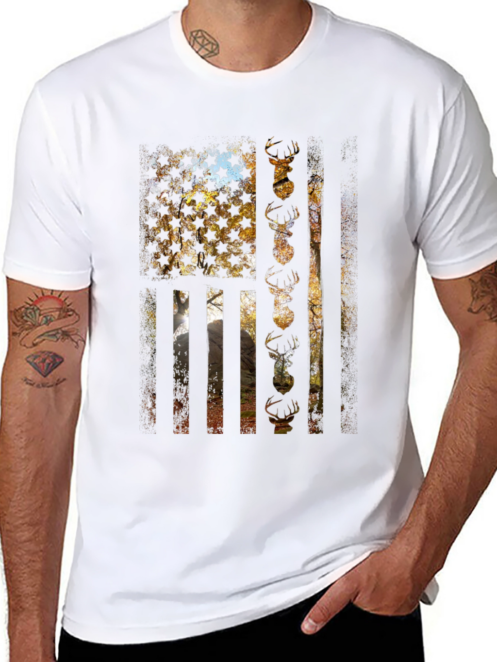 American Flag Deer Hunting T-Shirt