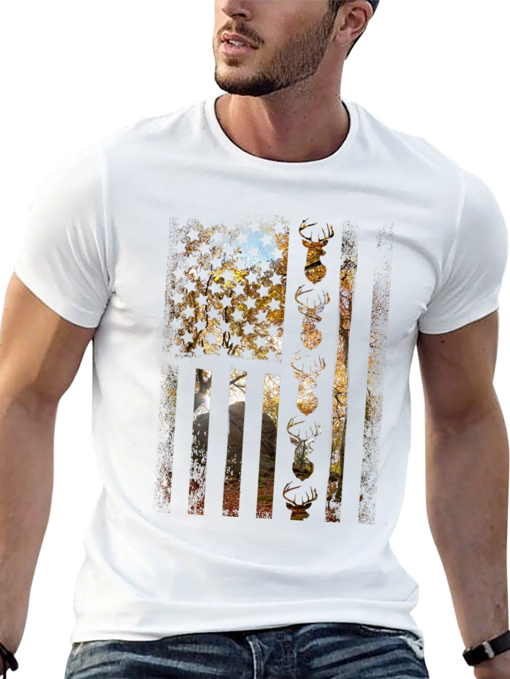 American Flag Deer Hunting T-Shirt