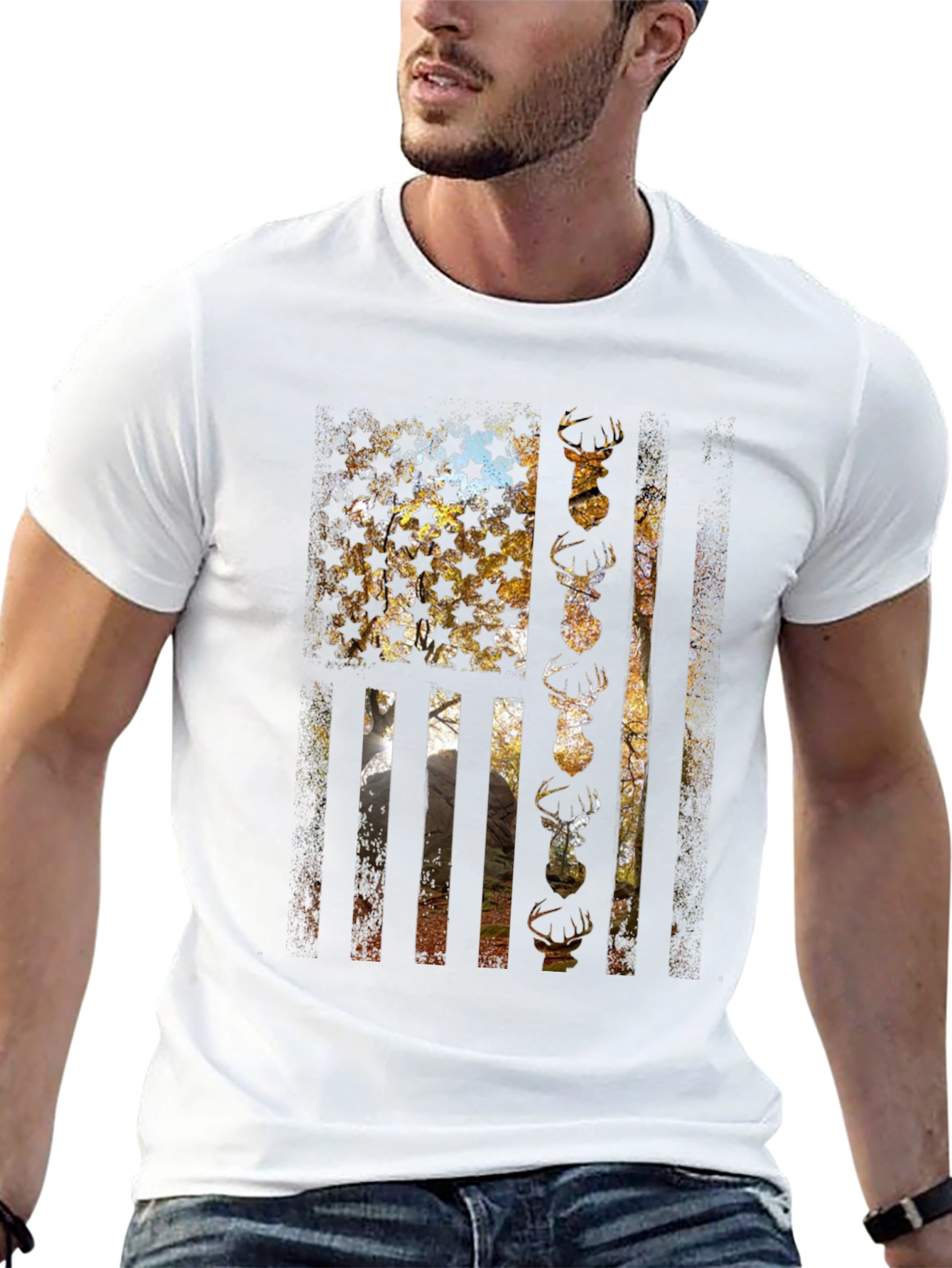 American Flag Deer Hunting T-Shirt