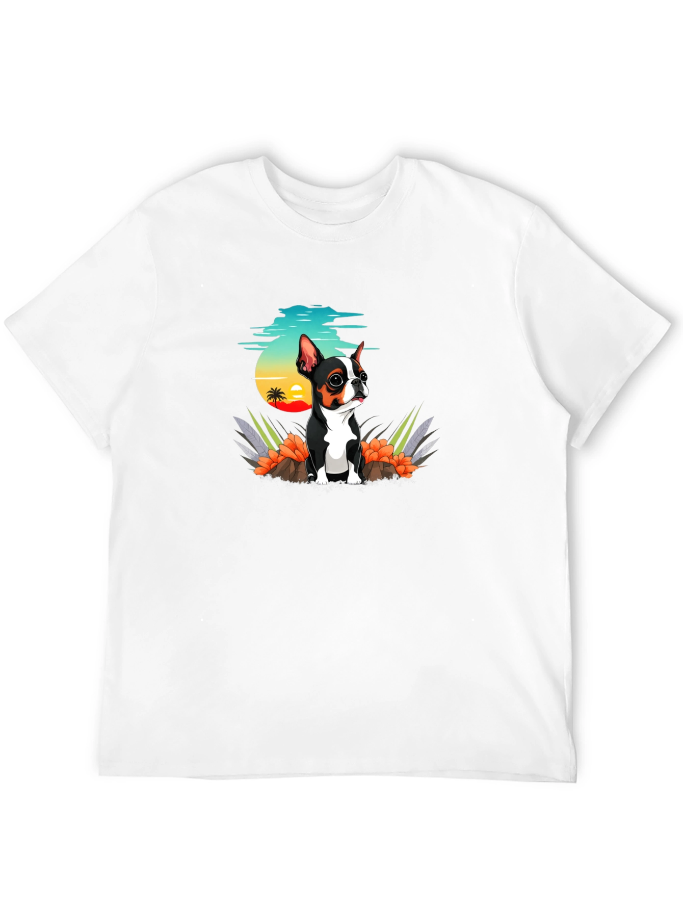Cute Dog Graphic Tee - Black Cotton T-Shirt