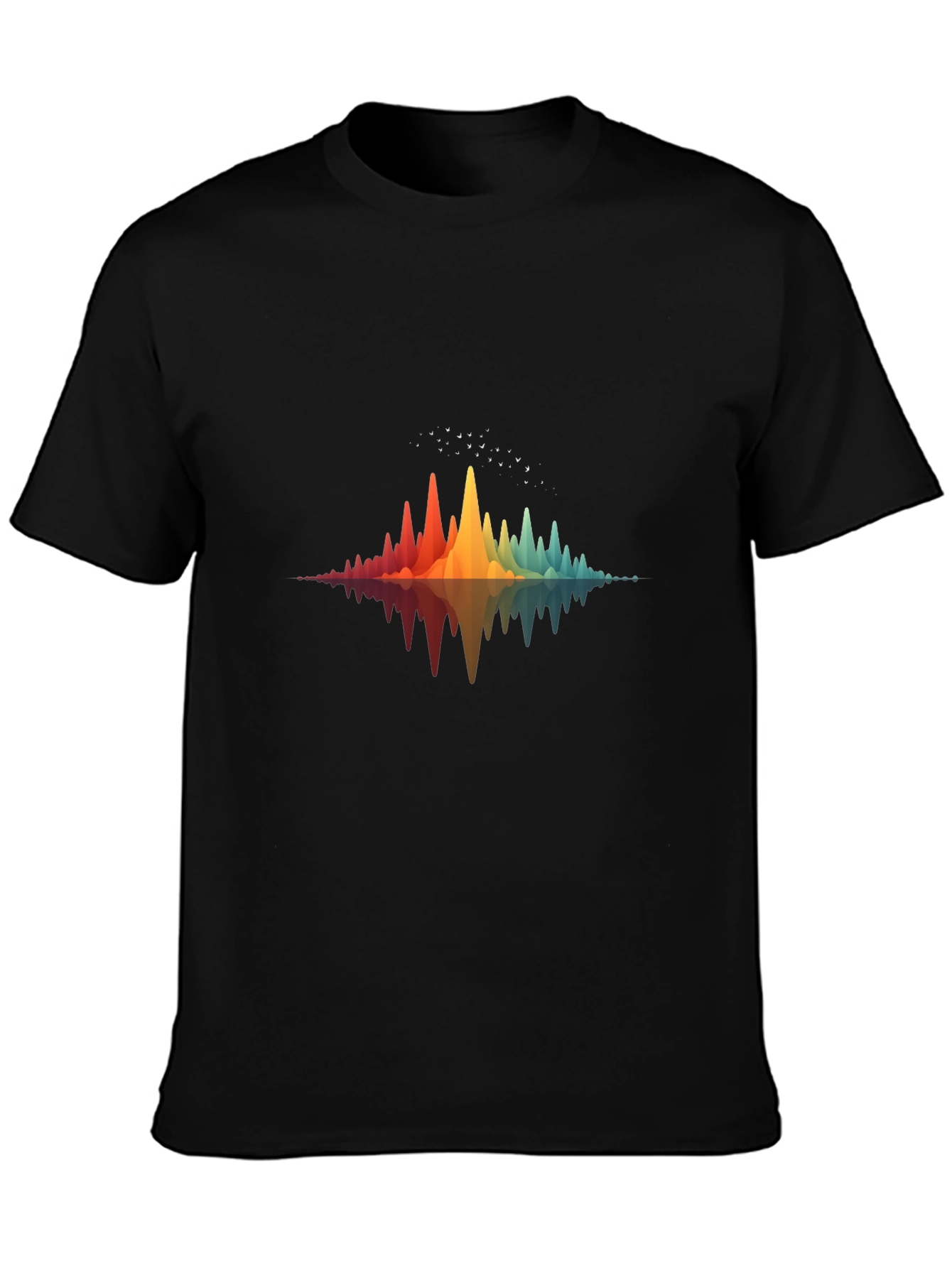 Rainbow Wave Graphic Black T-Shirt