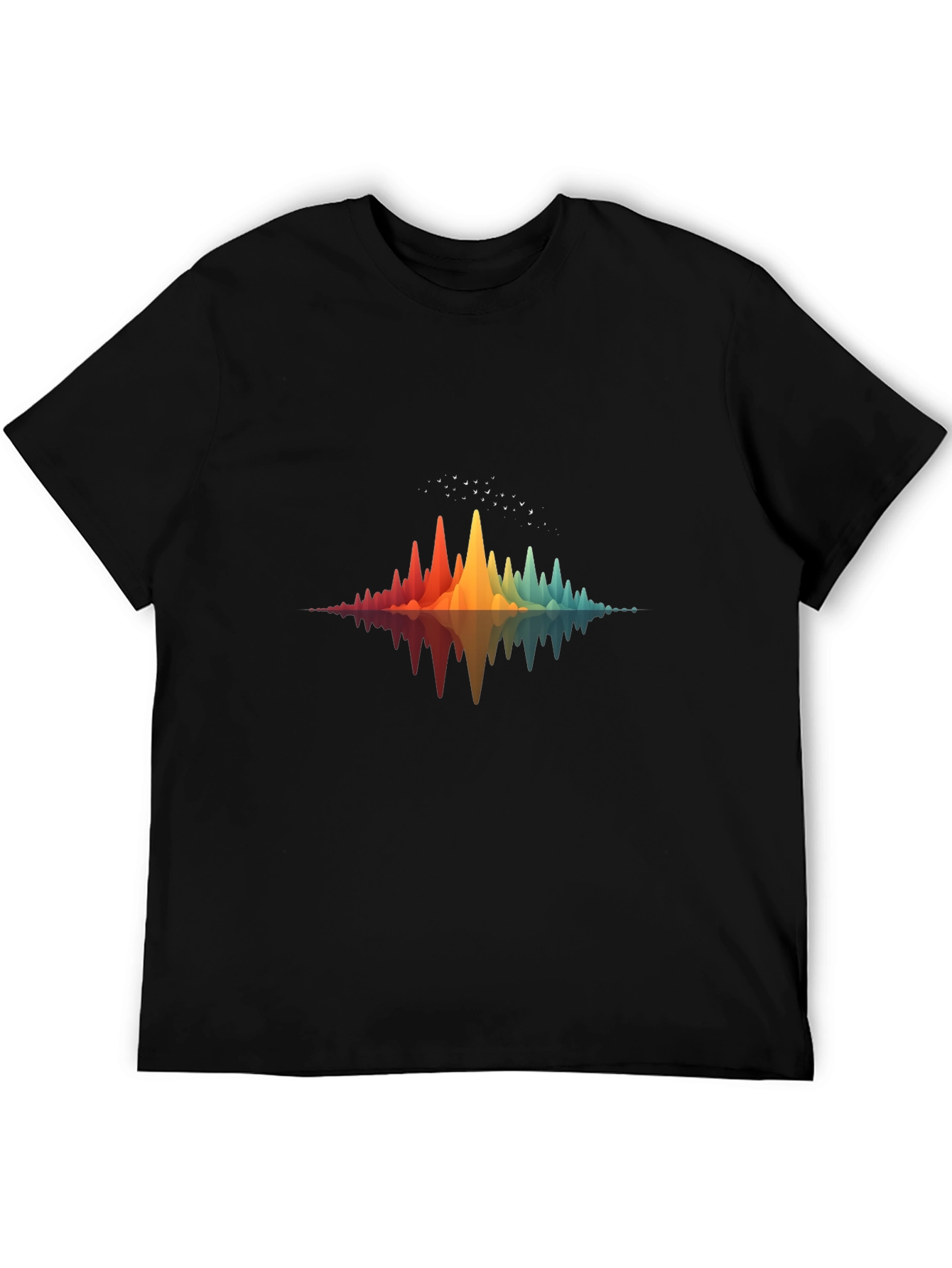 Rainbow Wave Graphic Black T-Shirt