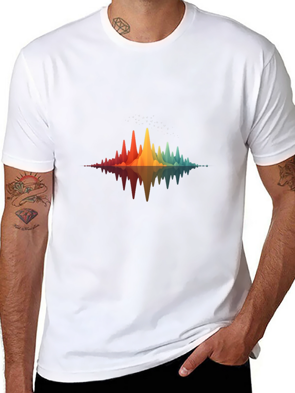 Rainbow Wave Graphic Black T-Shirt