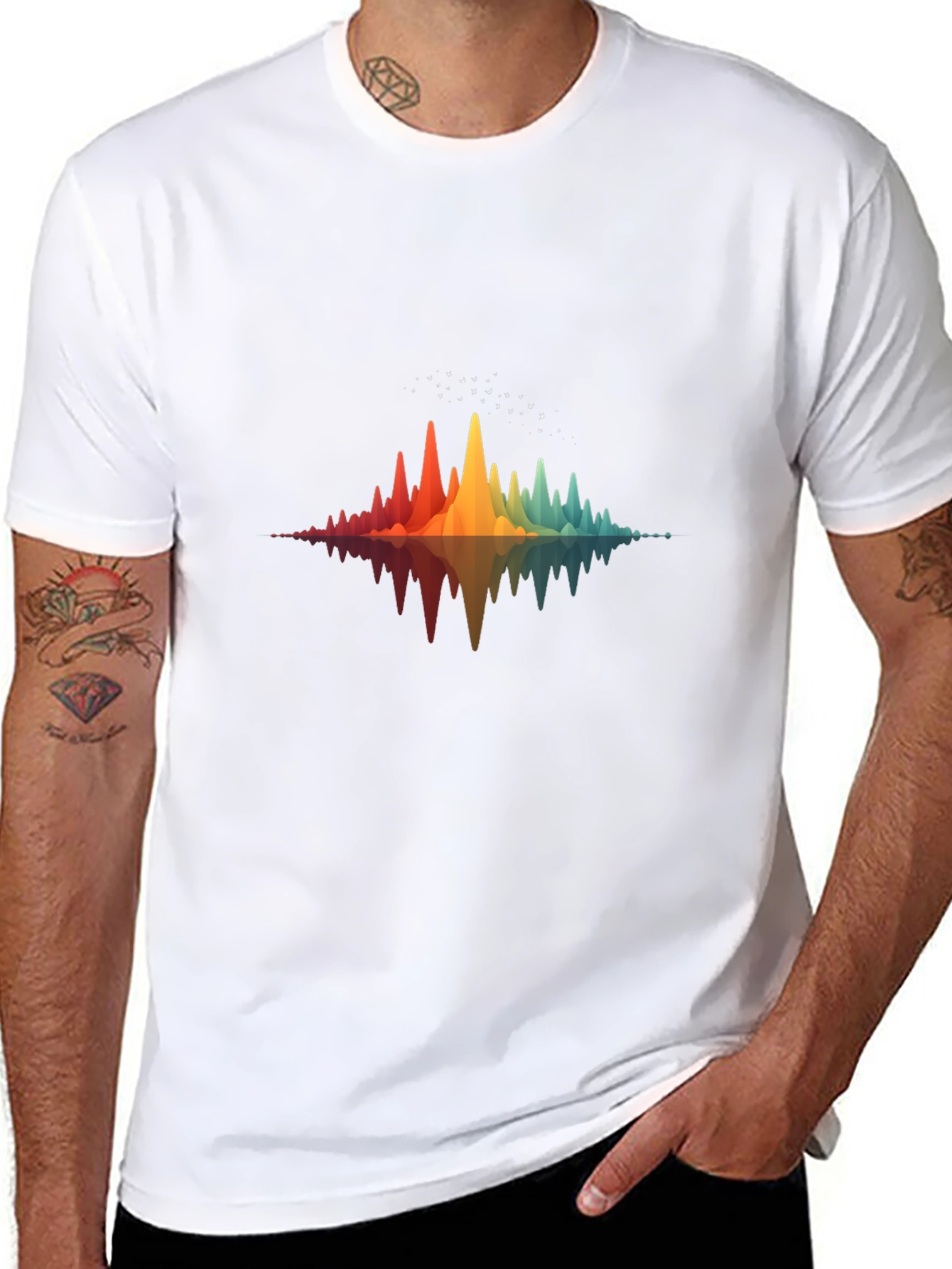 Rainbow Wave Graphic Black T-Shirt