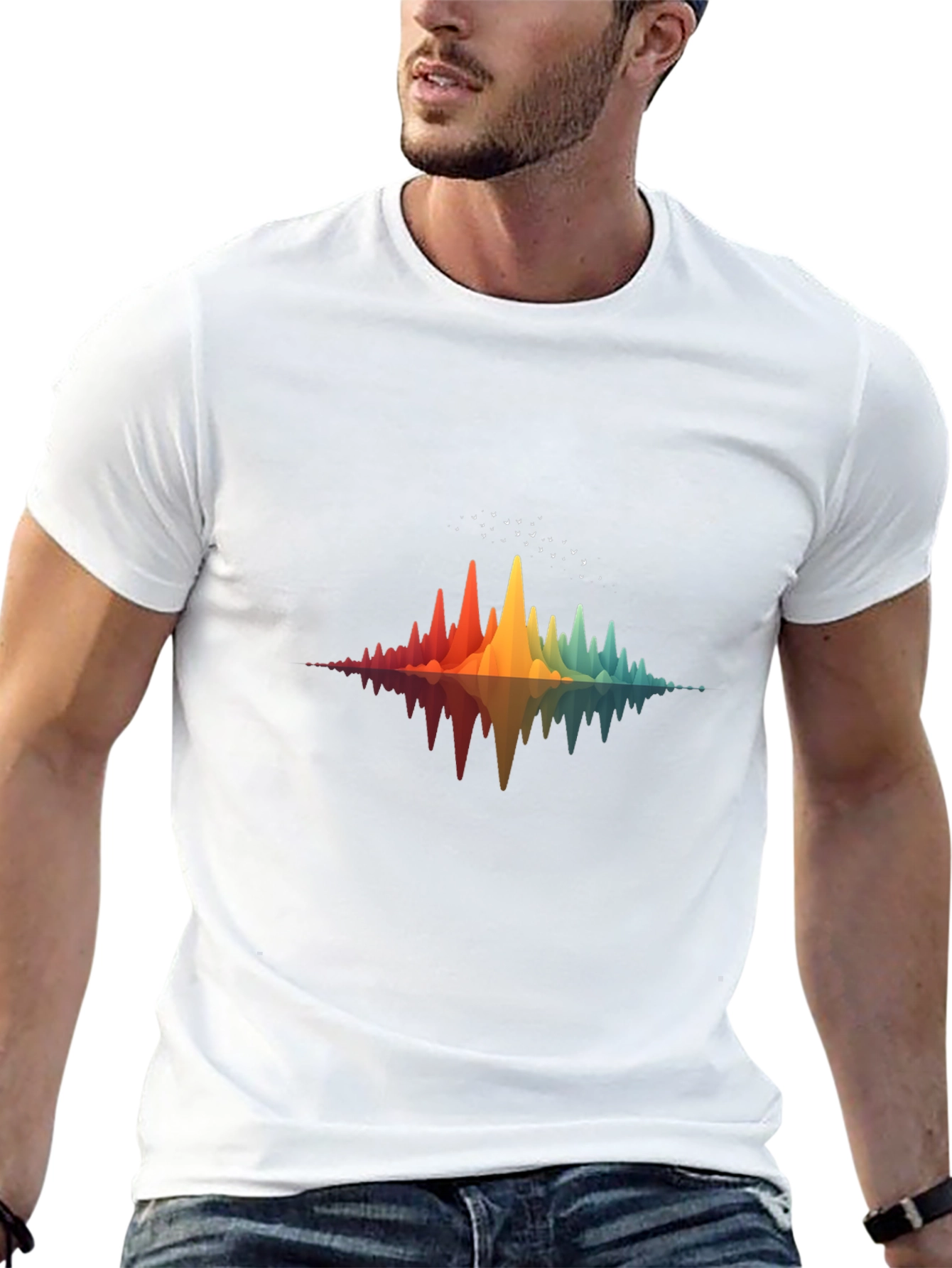 Rainbow Wave Graphic Black T-Shirt